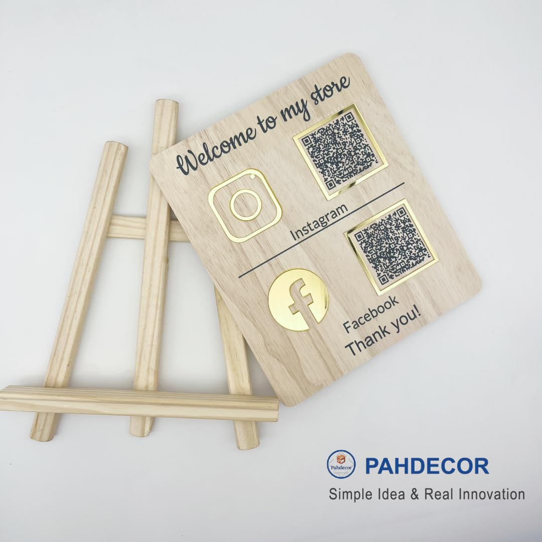 61FJZ9UPH8L. SL1080 Custom Wooden 3D Multi QR Code Sign Personalized Cashapp Venmo Instagram Facebook Social Media Business Scan to Pay Payment Sign Salon Beauty Hairdressers Beautician Plaque Edu Expertise Hub Social Media for Business