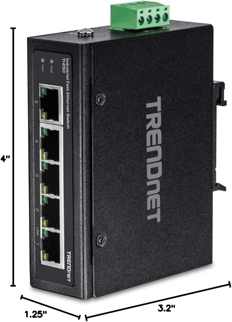 61eOZ2R4Q4L. AC SL1103 TRENDnet 5-Port Industrial Fast Ethernet DIN-Rail Switch, TIE50, 5 x Fast Ethernet Ports, IP50 Rated, Extreme Temperature Operating Range, 1Gbps Switching Capacity, Lifetime Protection Edu Expertise Hub Industries