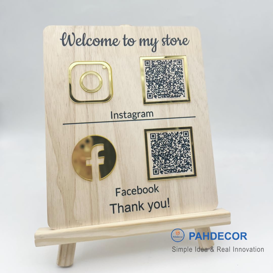 61gw6Z5j48L. SL1080 Custom Wooden 3D Multi QR Code Sign Personalized Cashapp Venmo Instagram Facebook Social Media Business Scan to Pay Payment Sign Salon Beauty Hairdressers Beautician Plaque Edu Expertise Hub Social Media for Business