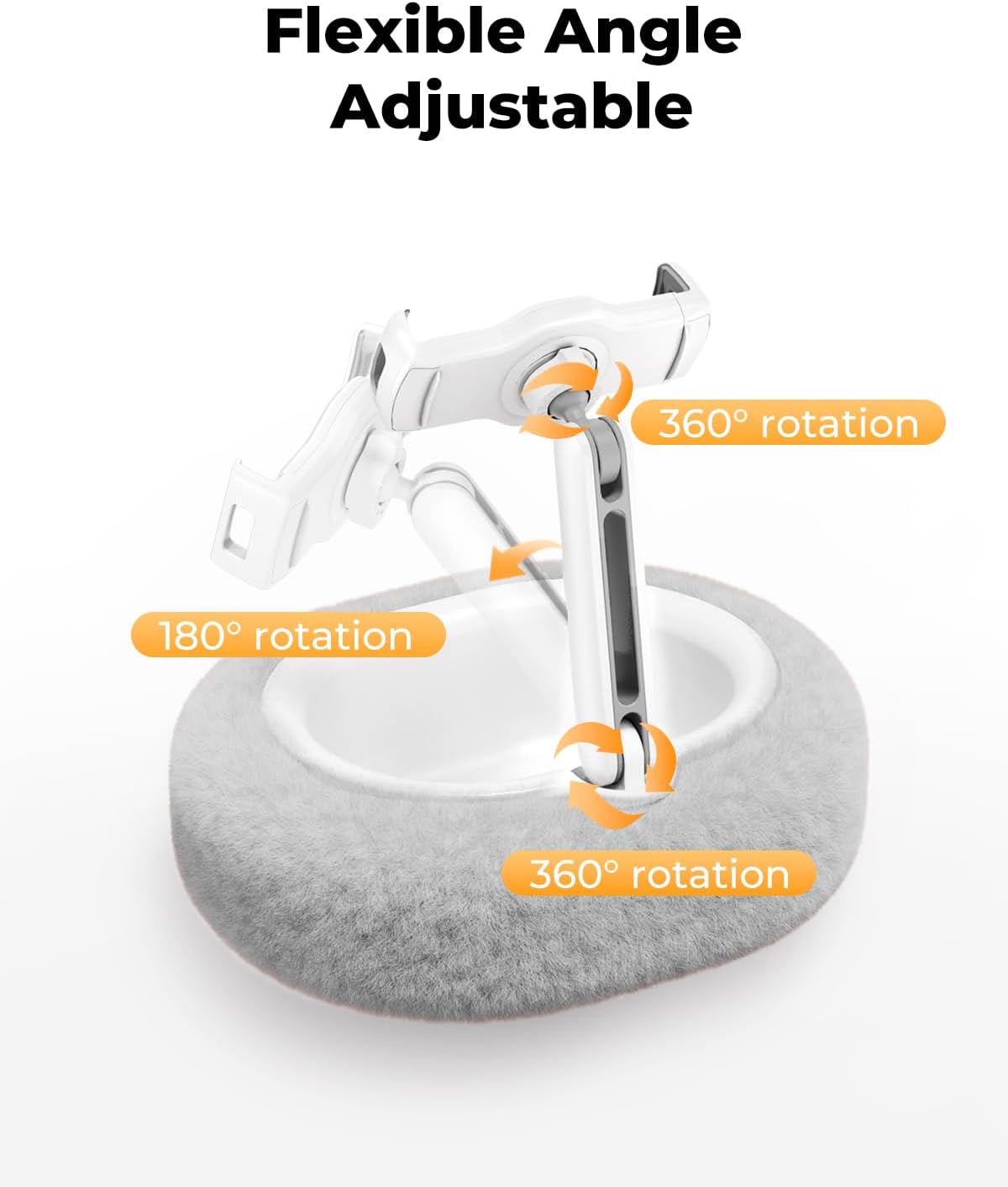 61s247AZJ+L. AC SL1500 Kindle Pillow Stand – Soft Grey Fuzzy Tablet Holder with Storage Bowl, Hands-Free Lap Stand for Bed, Couch – Compatible with Kindle, iPad, Phones & E-Readers (Gray) Edu Expertise Hub Tablets & E-Readers