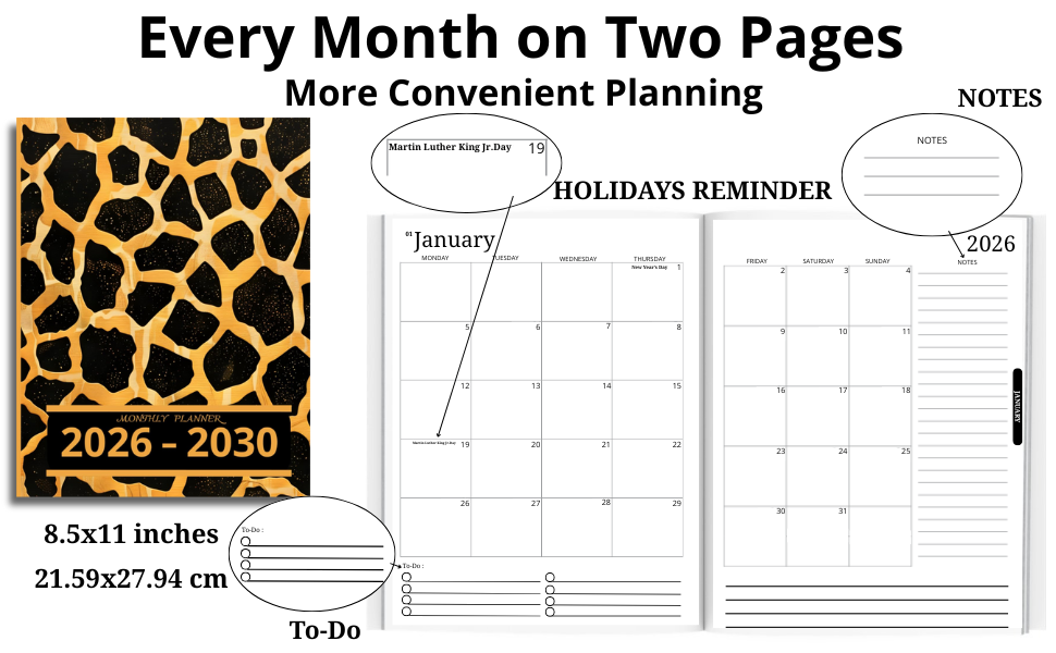 monthly planner 2026-2030