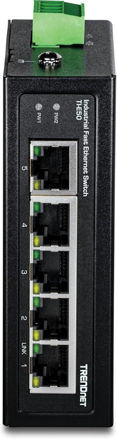 715U5apt9iL. AC SL1500 TRENDnet 5-Port Industrial Fast Ethernet DIN-Rail Switch, TIE50, 5 x Fast Ethernet Ports, IP50 Rated, Extreme Temperature Operating Range, 1Gbps Switching Capacity, Lifetime Protection Edu Expertise Hub Industries
