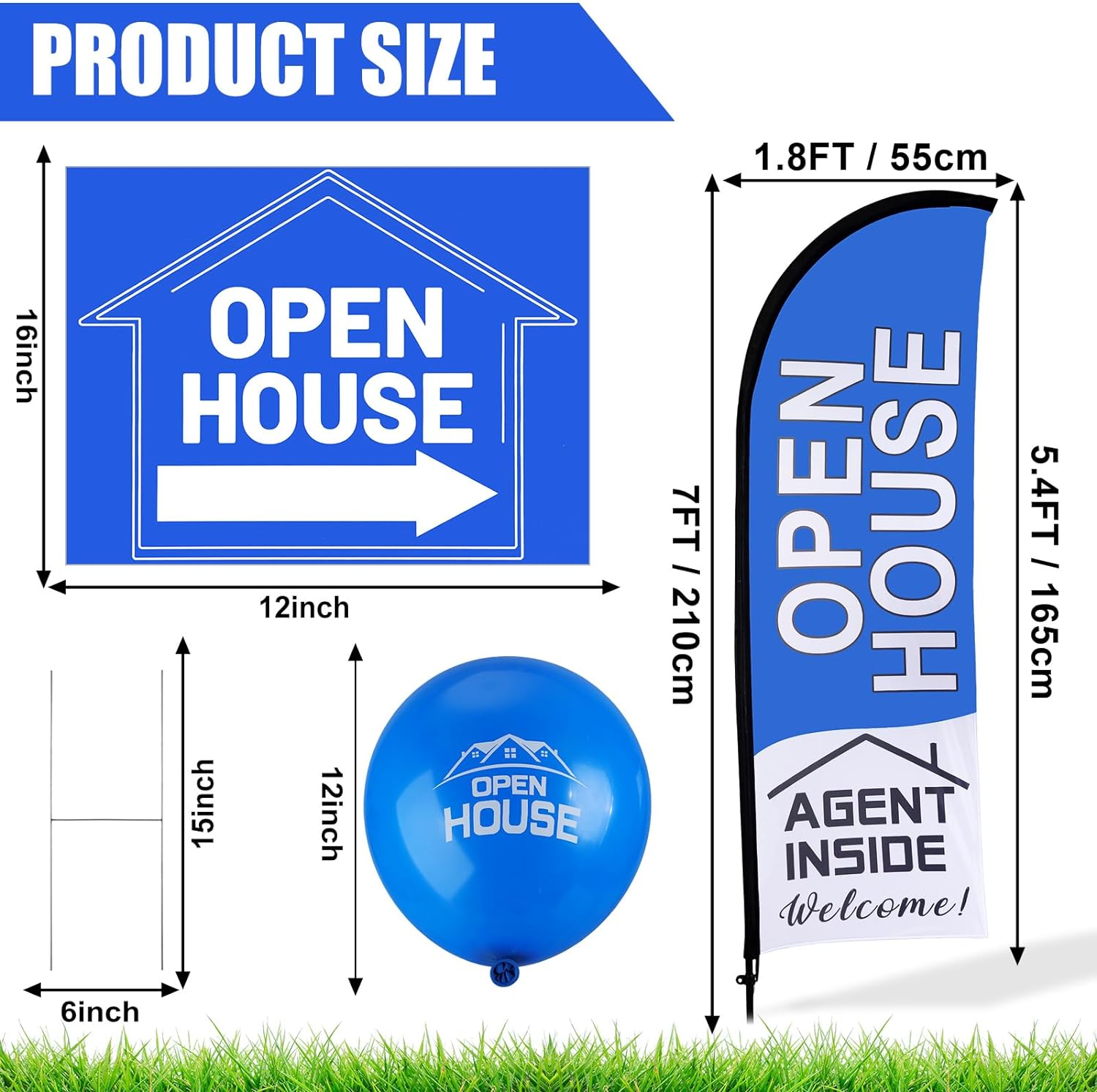 71HtbZvo eL. AC SL1500 Buryeah Open House Signs Set (36 Pcs Total), 1 Open House Flag with Pole Kit for Yard, 5 Double Sided Real Estate Business Agent Directional Arrows Signs with Metal Stakes and 30 Balloons(Blue) Edu Expertise Hub Real Estate