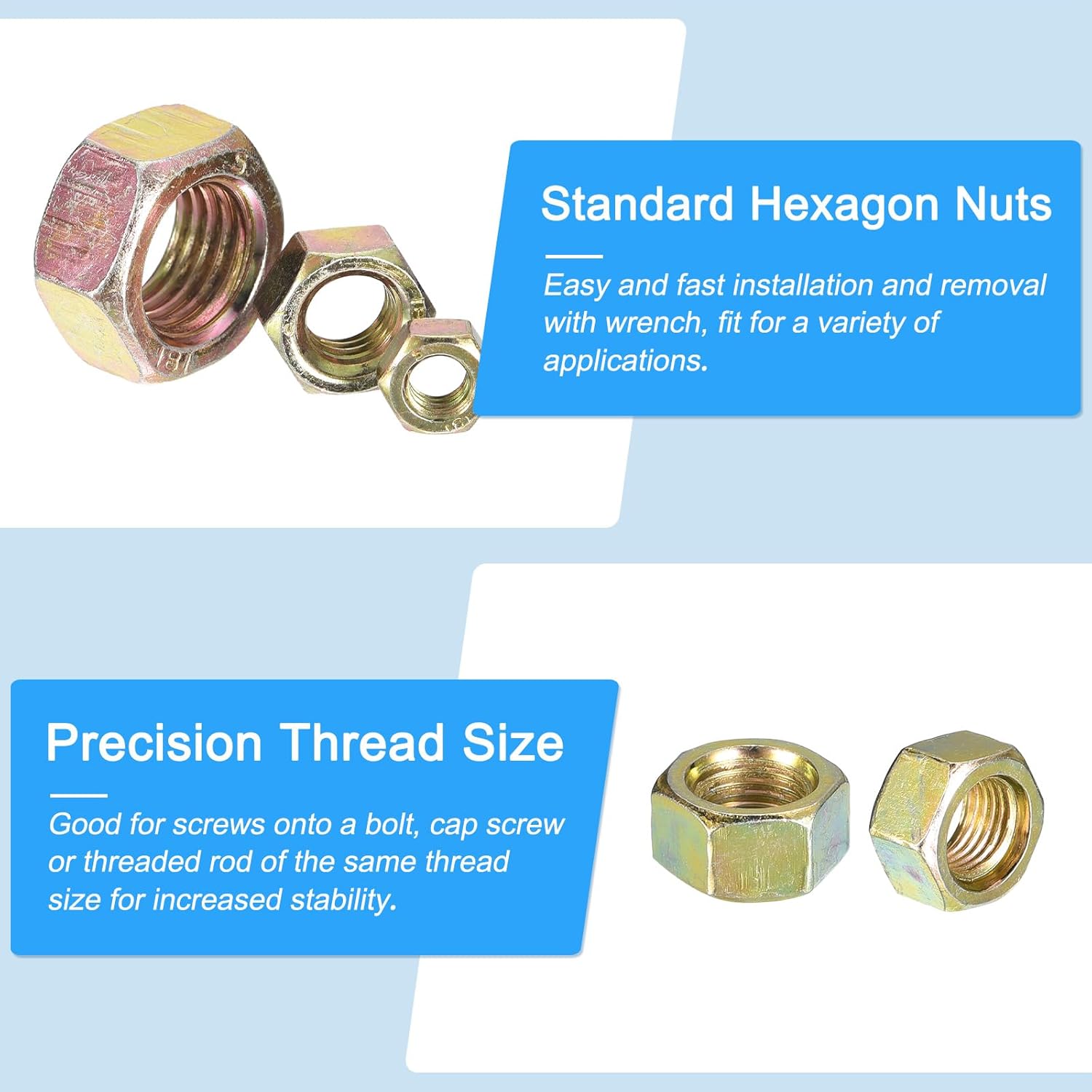 71SBYSWq5VL. SL1500 METALLIXITY Hex Nuts (3/8"-24) 20Pcs, Carbon Steel Fine Thread Zinc Plated Hexagon Nut Hardware - for DIY Home Repair Machinery, Yellow Zinc Edu Expertise Hub Hardware & DIY