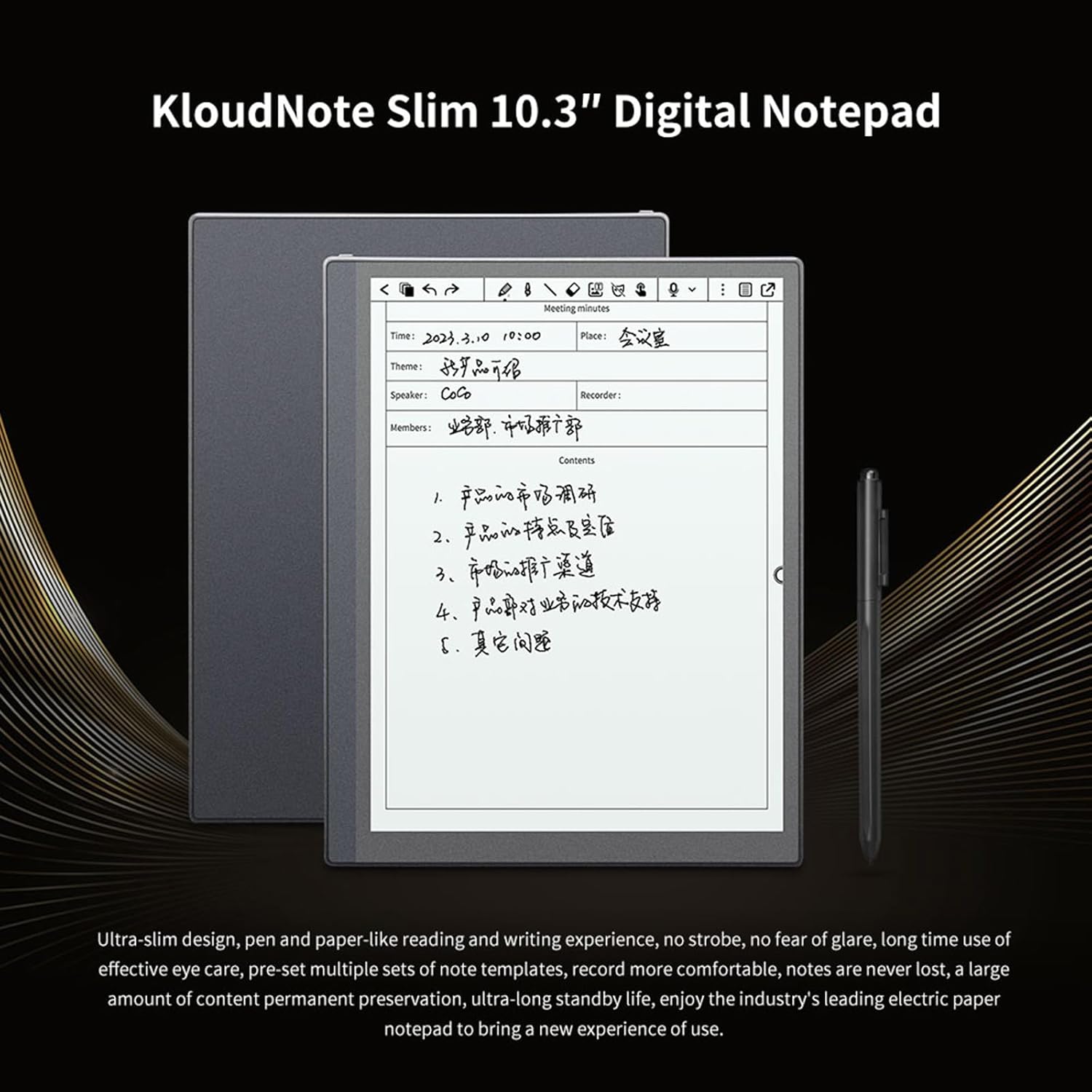 71WOhvyRQJL. AC SL1500 Geniatech Eink Tablet 10.3" eBook Reader,Voice-to-Text Transcription, Real-time Cloud Sync E-Paper Display,with Pen, for Study/Meeting/Notes/Reading Edu Expertise Hub Tablets & E-Readers