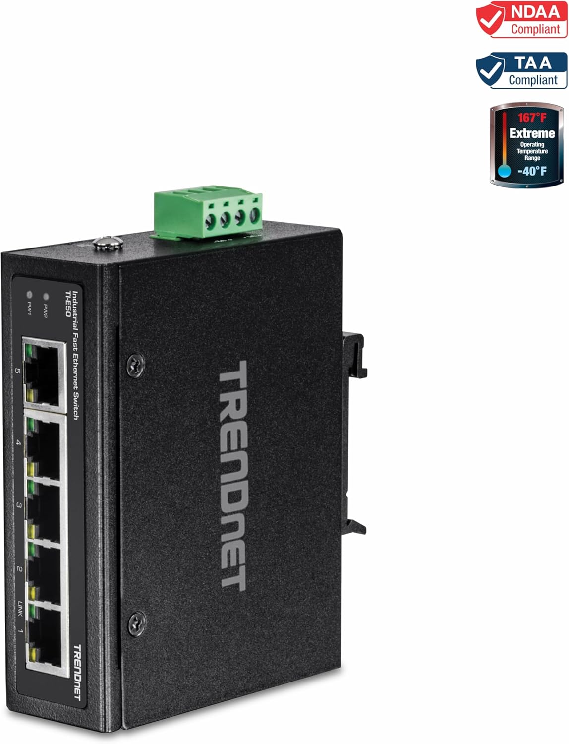 71gXMOJI9SL. AC SL1500 TRENDnet 5-Port Industrial Fast Ethernet DIN-Rail Switch, TIE50, 5 x Fast Ethernet Ports, IP50 Rated, Extreme Temperature Operating Range, 1Gbps Switching Capacity, Lifetime Protection Edu Expertise Hub Industries
