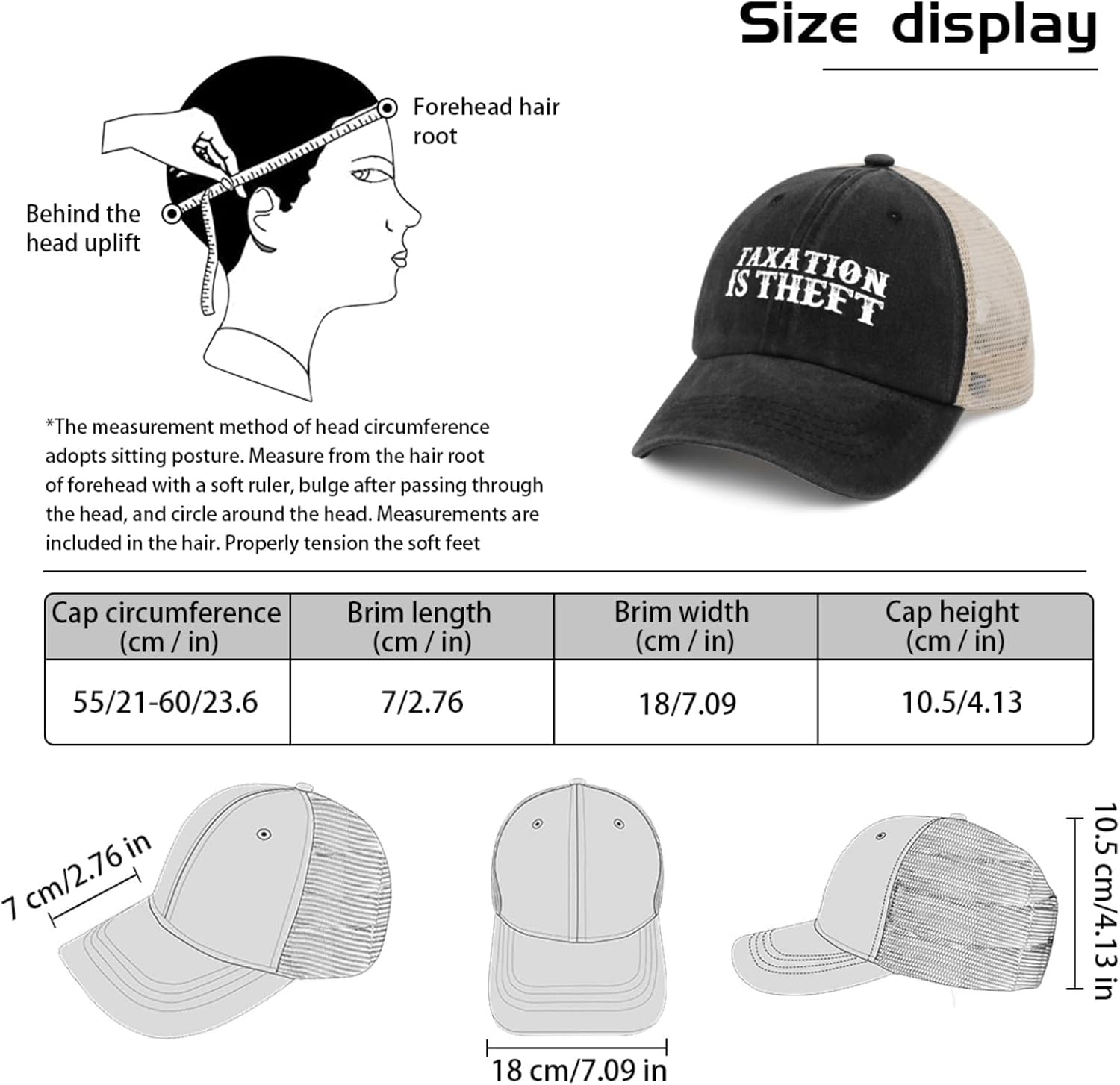 71jrdFnAgTL. AC SL1500 Taxation is Theft Hat Trucker Hat Men Funny Mesh Cap for Summer Edu Expertise Hub Taxation