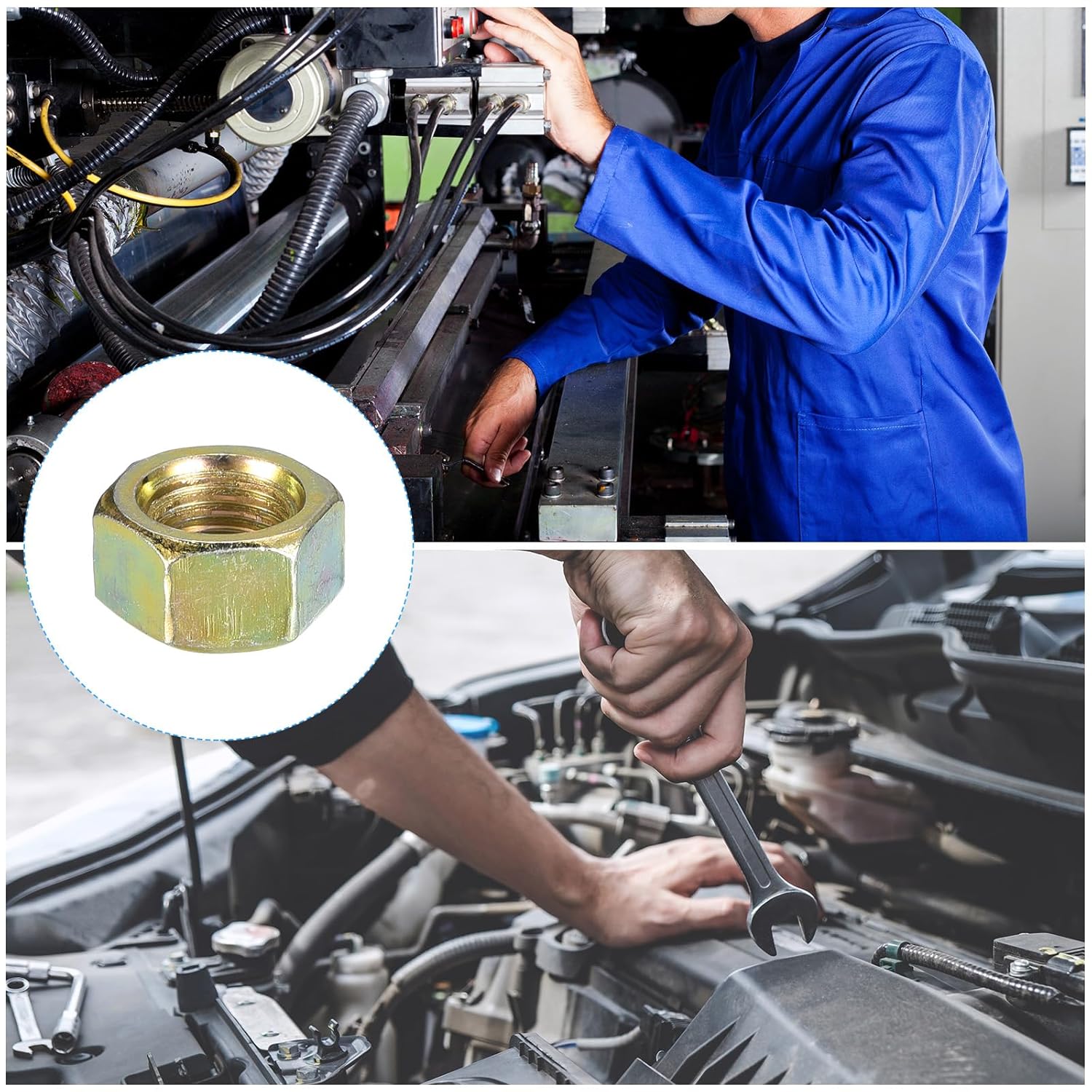 811Sa6BlU5L. SL1500 METALLIXITY Hex Nuts (3/8"-24) 20Pcs, Carbon Steel Fine Thread Zinc Plated Hexagon Nut Hardware - for DIY Home Repair Machinery, Yellow Zinc Edu Expertise Hub Hardware & DIY