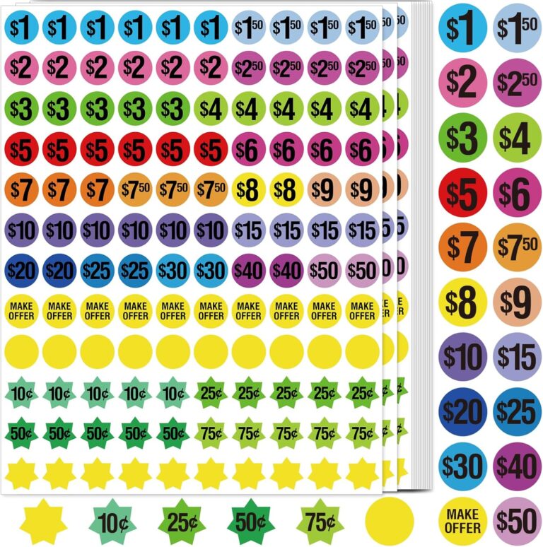 81LpQGKnZL. AC SL1500 Removable Pricemarker Labels, 1920 Pre-Priced Pricing Stickers Include Custom Tags，Ideal for flea Markets, Yard/Garage Sales（0.75inch） Edu Expertise Hub Marketing & Sales