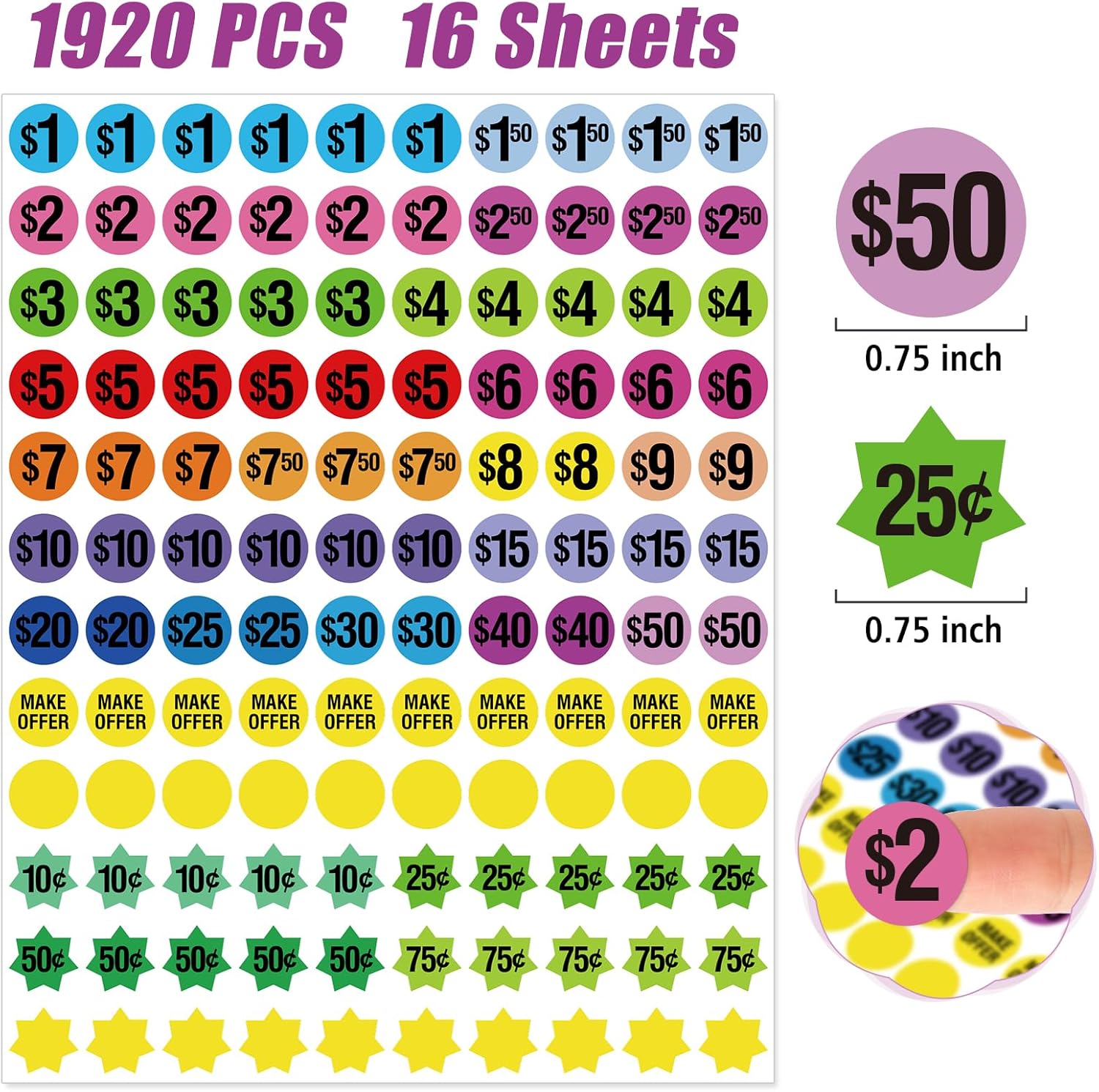 81OU0lWSdnL. AC SL1500 Removable Pricemarker Labels, 1920 Pre-Priced Pricing Stickers Include Custom Tags，Ideal for flea Markets, Yard/Garage Sales（0.75inch） Edu Expertise Hub Marketing & Sales