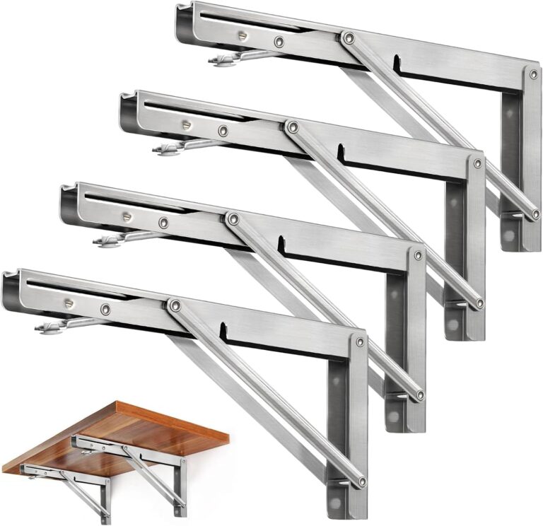 1751597056 71TIa5bgJAL. AC SL1500 Storystore Folding Shelf Brackets - 12Inch Heavy Duty Stainless Steel Collapsible Shelf Bracket for Bench Table, Space Saving DIY Bracket, Max Load: 550lb Edu Expertise Hub Hardware & DIY