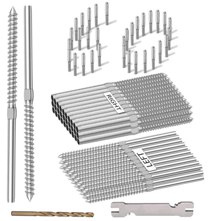 1752210781 71vXf9gkRlL. SL1500 60Pack 1/8' Left & Right Handed Thread Swage Lag Screws, T316 Stainless Steel Hardware for Wood Post of Steel Cable Railing Kit, Stair Railing Hardware, DIY Deck Railings, Wrench Include Edu Expertise Hub Hardware & DIY