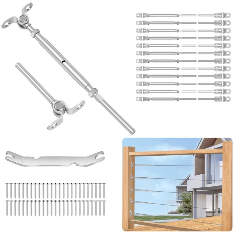 1752788012 81lx8f6btJL. SL1500 1/8" Cable Railing Hardware 12 Pack, Swage Toggle Turnbuckle Hardware Cable Railing Kit for Wood Post, Angle 180°Adjustable Stairs Deck Railing System, Silver T316 Stainless Steel Marine Grade Edu Expertise Hub Hardware & DIY