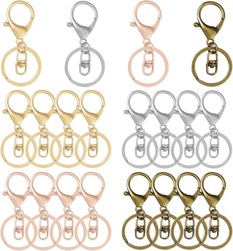 1753437369 71wVTvMuU1L. AC SL1500 20pcs Lobster Claw Clasps Keychain for Jewelry Making,Metal Lobster Clasp Lobster Claw Clasps Hook with Flat Split Keychain Ring with Swivel Trigger Clip for Purse Hardware,DIY Craft(4 Colors) Edu Expertise Hub Hardware & DIY