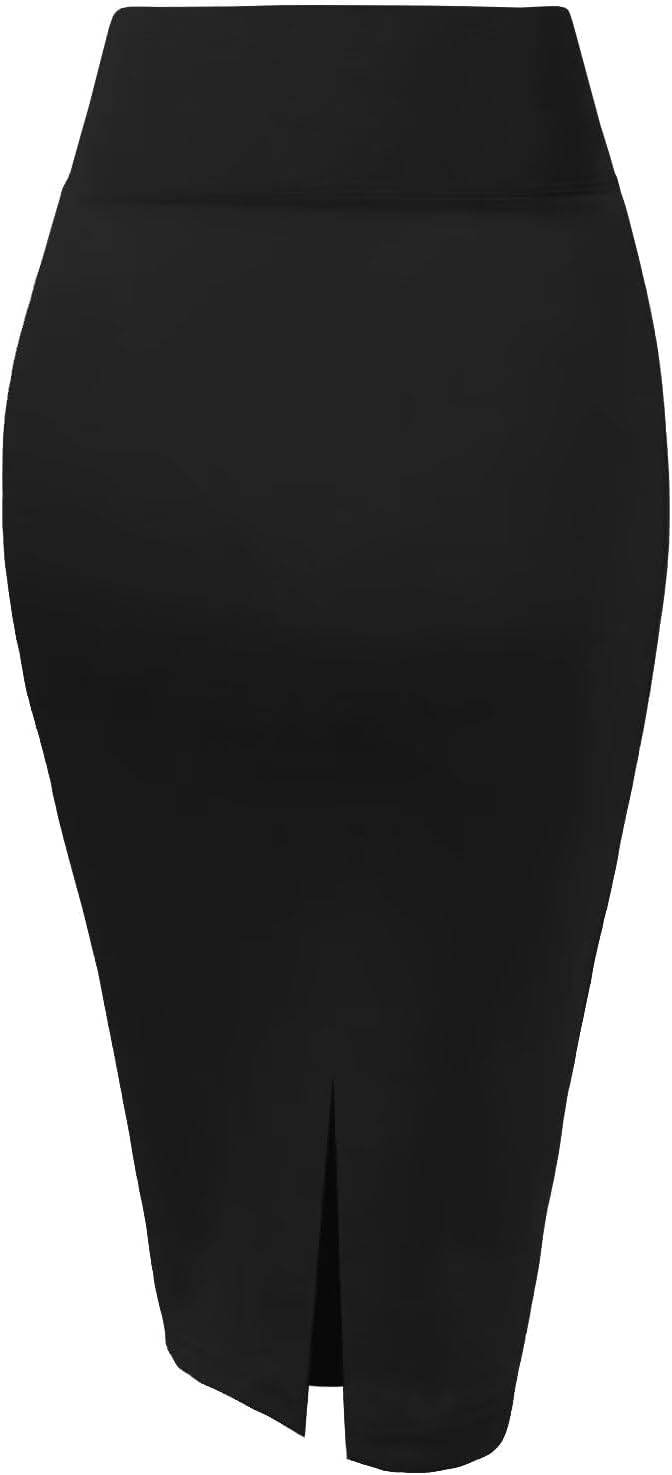 41OujBXJQtL. AC SL1500 Hybrid & Company Women's Premium Nylon Ponte Stretch High Waist Pencil Suit Skirt Below Knee Edu Expertise Hub Women & Business