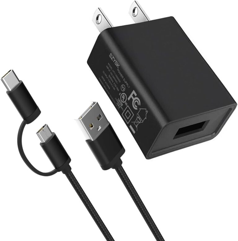 51JbrMyplL. AC SL1000 UL Listed Fast Charger for Old and New Kindle Fire Tablets (Designed for use with All Fire Tablets and All Kindle E-Readers)-6.6Ft USB to Micro-USB and USB-C 2IN1 Braided Cable Edu Expertise Hub Tablets & E-Readers