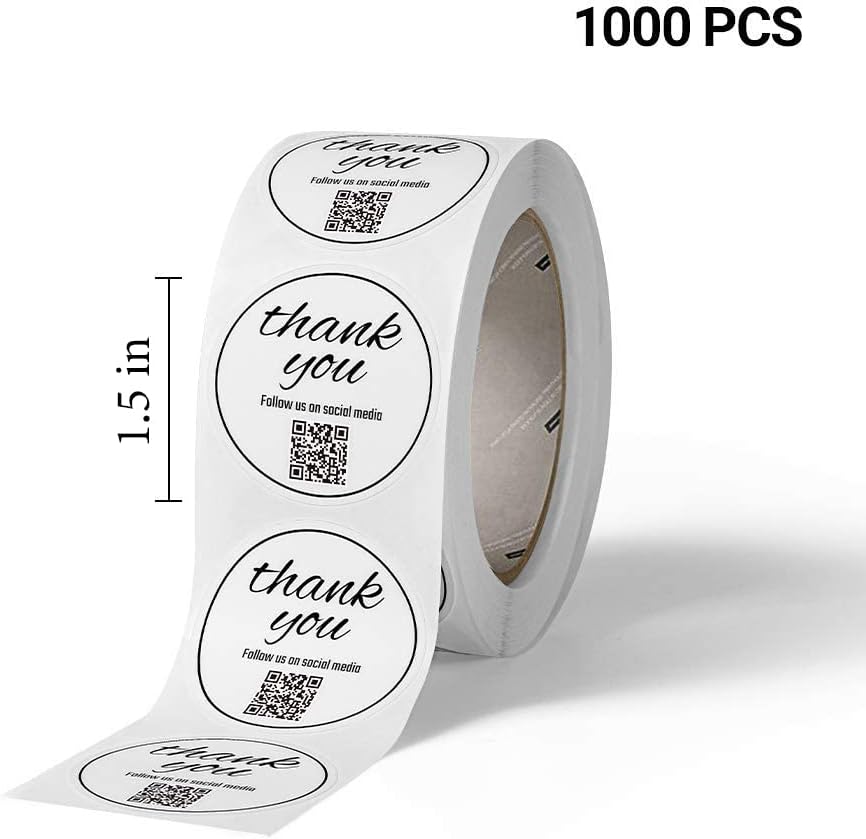 51T5hNod62L. AC SL1000 1.5",1000 pcs Thank You QR Stickers Roll,for Small Business,Guide Customers to Social Media,White Edu Expertise Hub Social Media for Business