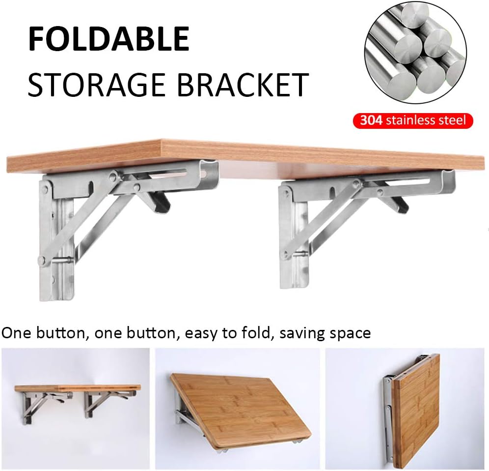 617ldtjpj+L. AC SL1000 Storystore Folding Shelf Brackets - 12Inch Heavy Duty Stainless Steel Collapsible Shelf Bracket for Bench Table, Space Saving DIY Bracket, Max Load: 550lb Edu Expertise Hub Hardware & DIY