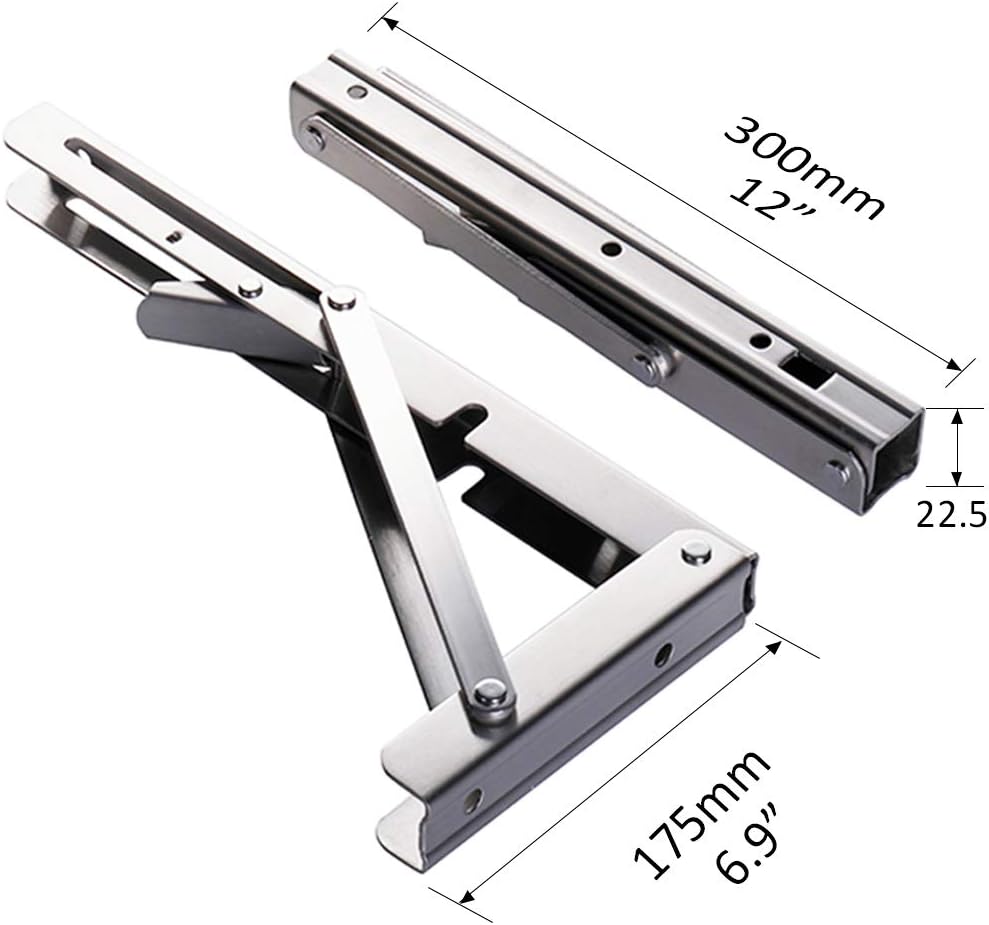 61818Lfb AL. AC SL1000 Storystore Folding Shelf Brackets - 12Inch Heavy Duty Stainless Steel Collapsible Shelf Bracket for Bench Table, Space Saving DIY Bracket, Max Load: 550lb Edu Expertise Hub Hardware & DIY