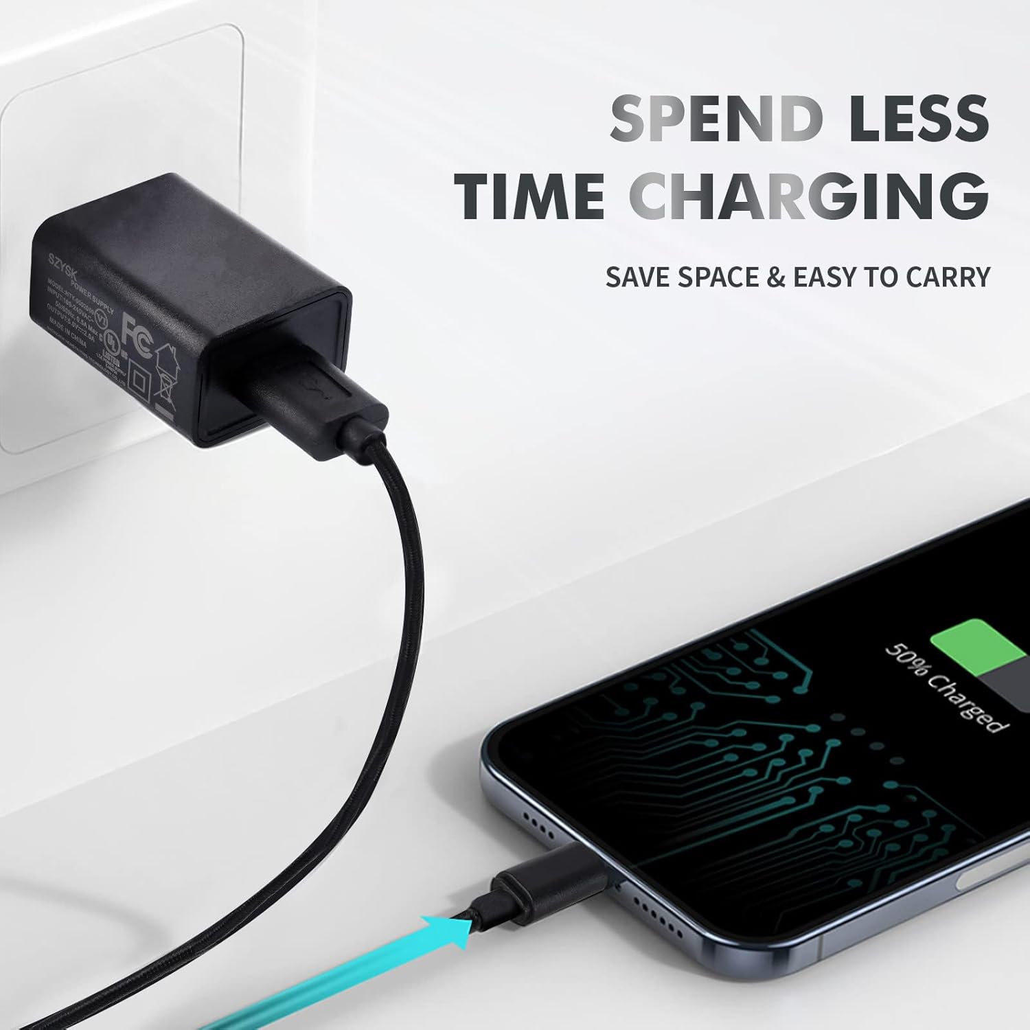 61F5GqLlBYL. AC SL1500 UL Listed Fast Charger for Old and New Kindle Fire Tablets (Designed for use with All Fire Tablets and All Kindle E-Readers)-6.6Ft USB to Micro-USB and USB-C 2IN1 Braided Cable Edu Expertise Hub Tablets & E-Readers