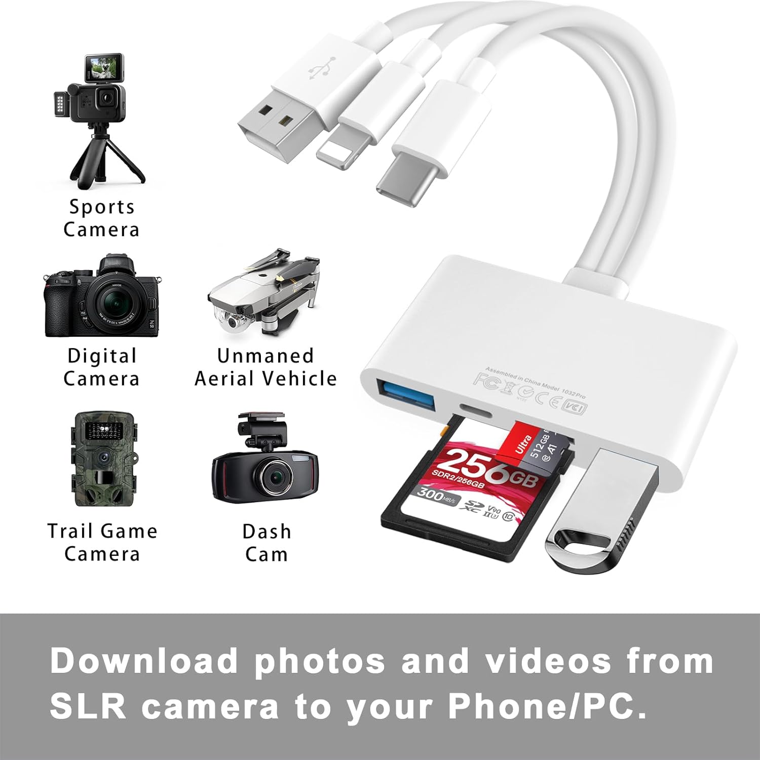71+kiwOGU2L. AC SL1500 5-in-1 Memory Card Reader, USB OTG Adapter & SD Card Reader for i-Phone/i-Pad, USB C and USB A Devices with Micro SD & SD Card Slots, Supports SD/Micro SD/SDHC/SDXC/MMC Edu Expertise Hub Tablets & E-Readers