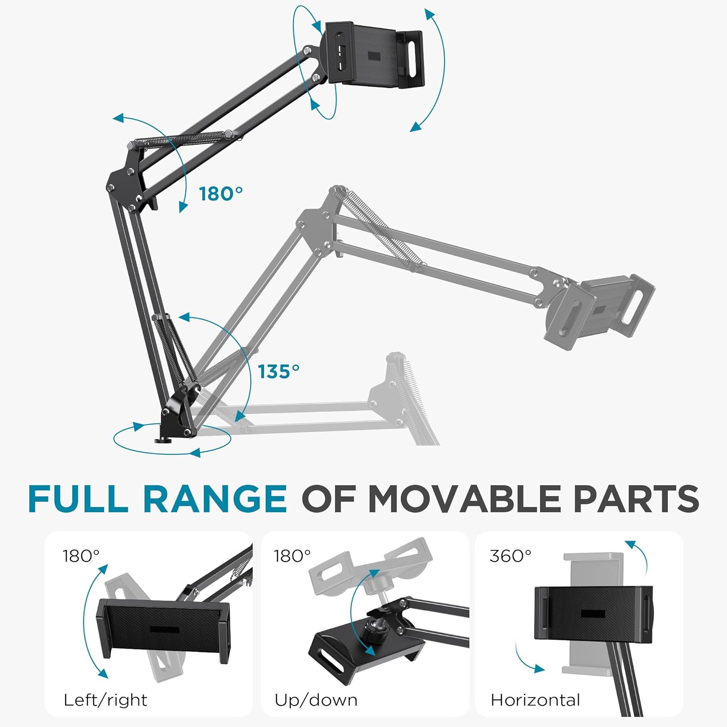 711YAoewSTL. AC SL1500 InnoGear Tablet Floor Stand, Overhead Bed Phone Stand Adjustable Holder Universal Floor Stand Compatible with iPhone iPad Pro Air Mini, Samsung Tab, Kindle, E-Readers (Large) Edu Expertise Hub Tablets & E-Readers
