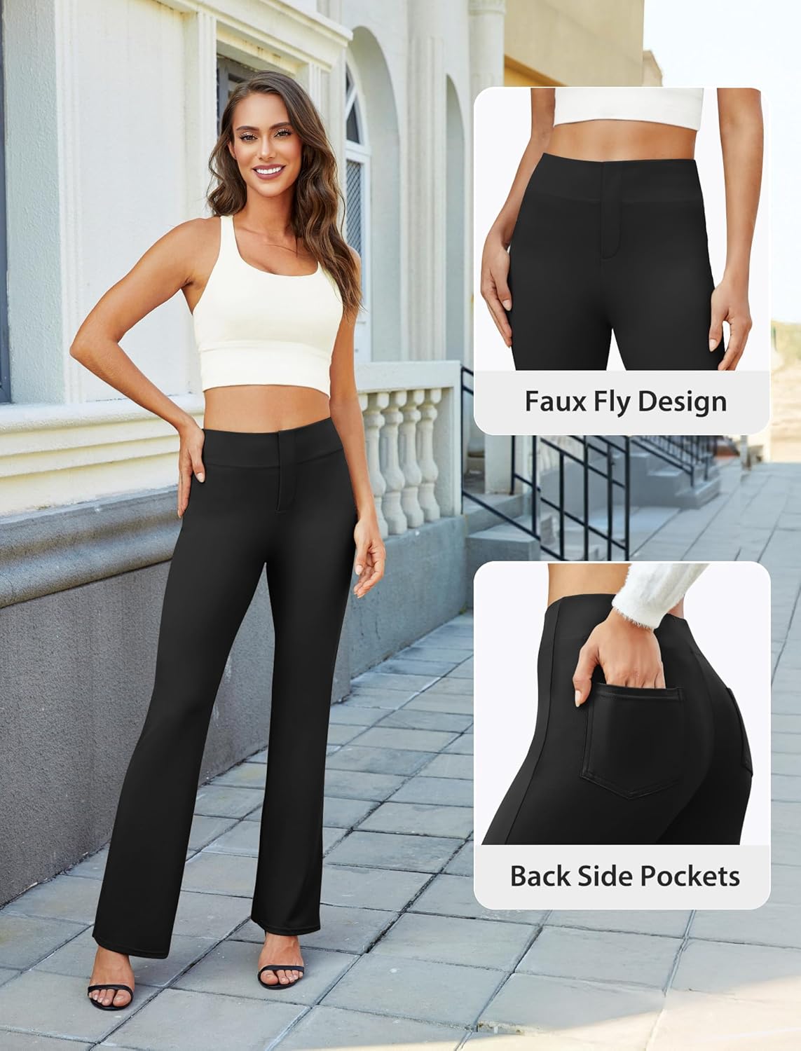 714+a+we4bL. AC SL1500 Womens Bootcut Dress Pants Business Casual Work Pants with Pockets High Waist Stretchy Trousers Pull On Office Slacks Edu Expertise Hub Women & Business