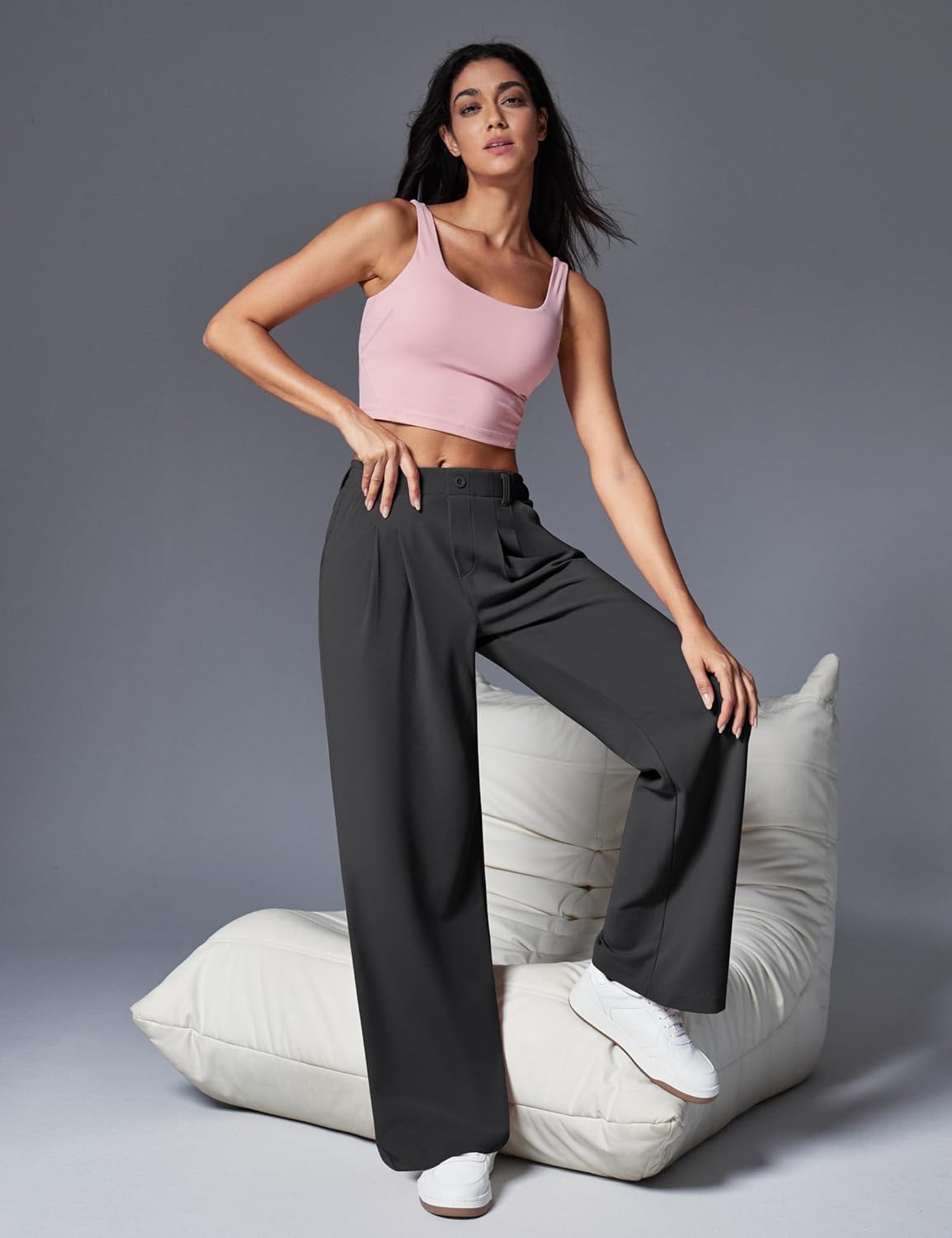 715Q uWTyWL. AC SL1500 IUGA Wide Leg Pants Woman Pull on Stretchy Work Dress Pants High Waisted Business Casual Trousers Slacks 26''/28'' Edu Expertise Hub Women & Business