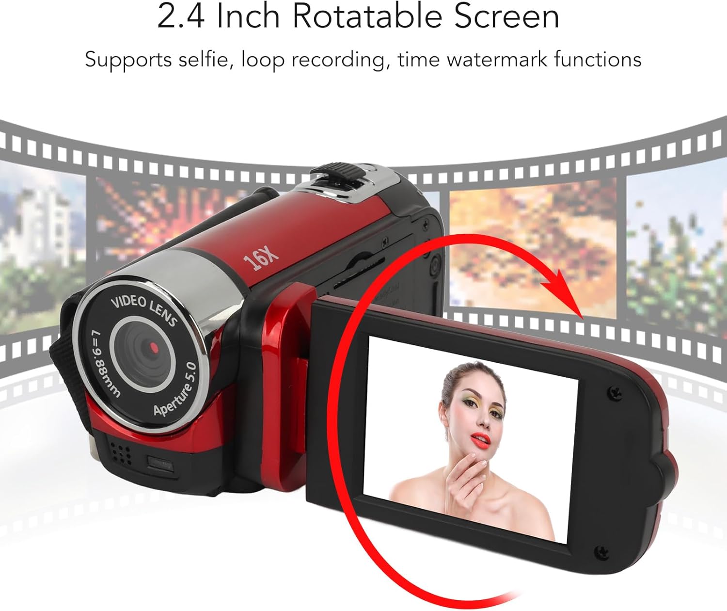 718z4j1so L. AC SL1500 Digital Video Camera, 1080P 16MP Digital Video Camera with 2.4inch Rotatable Screen, 16X Zoom Video Recorder Camcorder with Fill Light for Vlogging Traveling Recording (Red) Edu Expertise Hub Digital Audio Video & Photography
