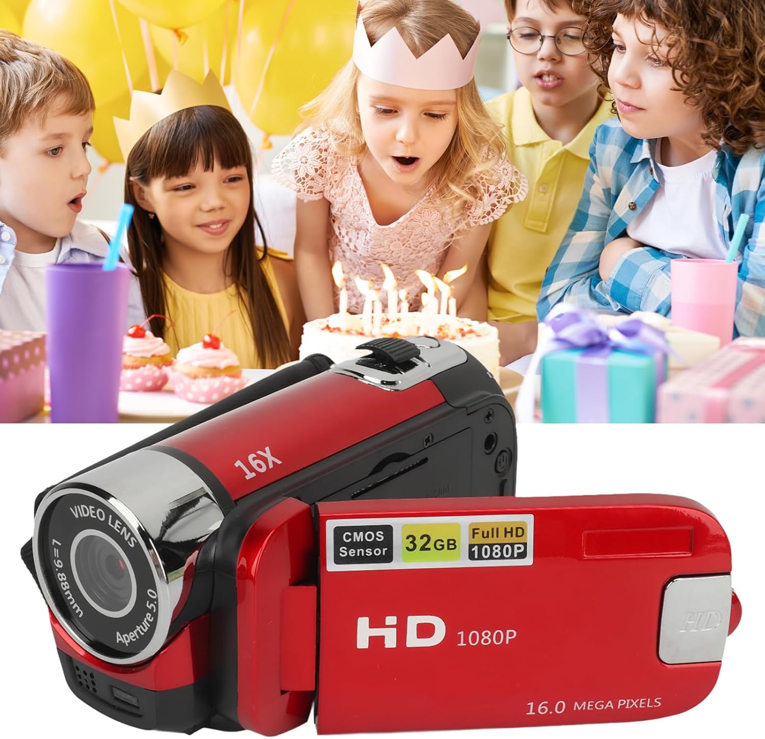 71HotEhQncL. AC SL1500 Digital Video Camera, 1080P 16MP Digital Video Camera with 2.4inch Rotatable Screen, 16X Zoom Video Recorder Camcorder with Fill Light for Vlogging Traveling Recording (Red) Edu Expertise Hub Digital Audio Video & Photography