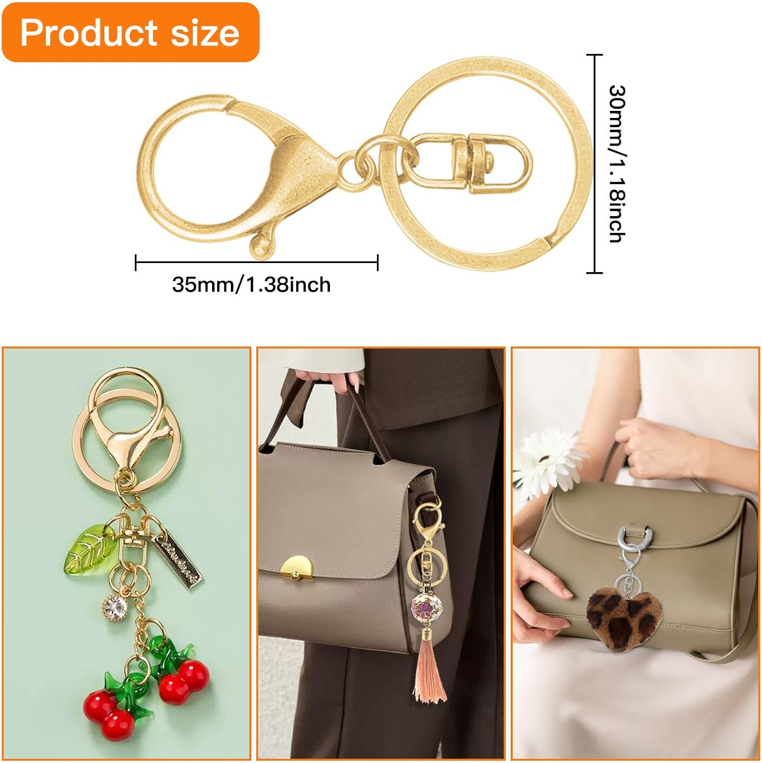 71J+8U5IE7L. AC SL1500 20pcs Lobster Claw Clasps Keychain for Jewelry Making,Metal Lobster Clasp Lobster Claw Clasps Hook with Flat Split Keychain Ring with Swivel Trigger Clip for Purse Hardware,DIY Craft(4 Colors) Edu Expertise Hub Hardware & DIY
