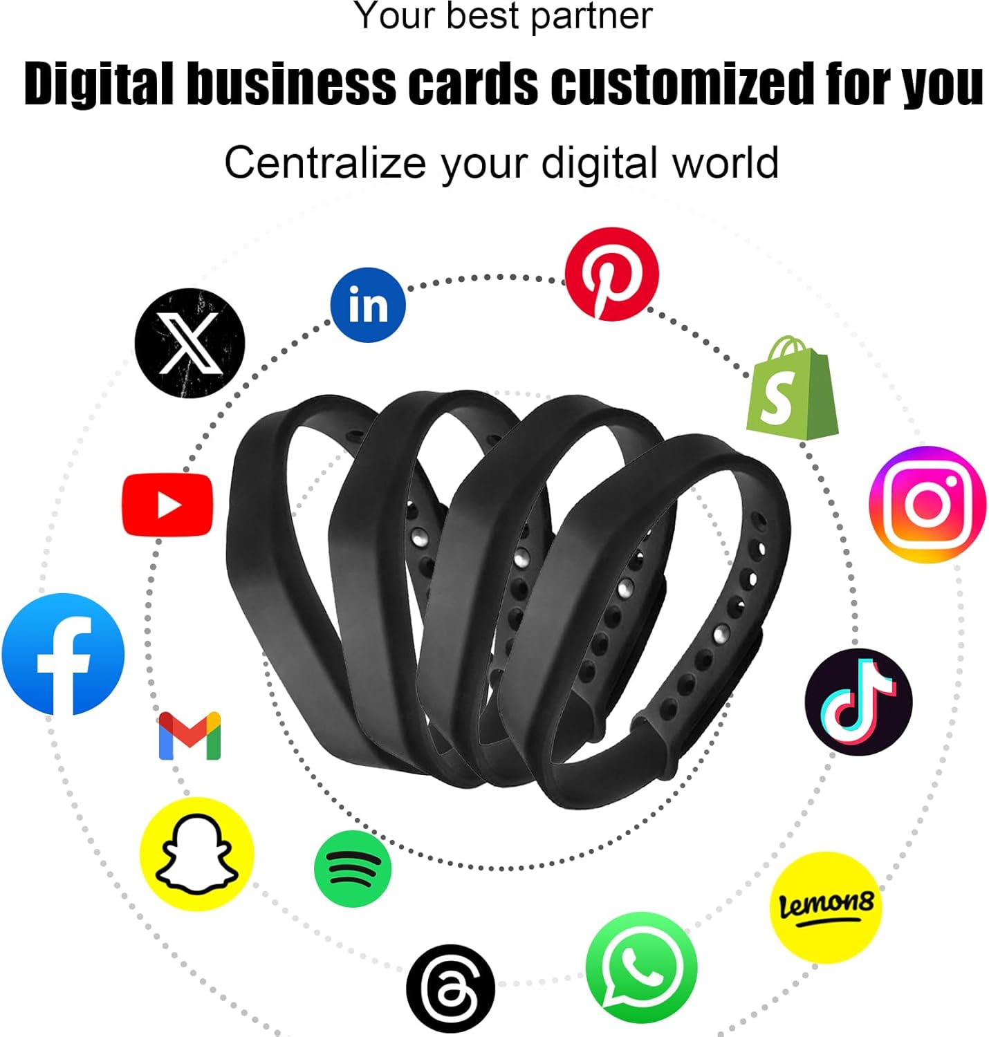71LGc4IGsjL. AC SL1500 Digital Business Card Wristband - Social Media Sharing & Instant Contact - Tap to Share NFC - for iOS & Android - 1pcs Edu Expertise Hub Social Media for Business