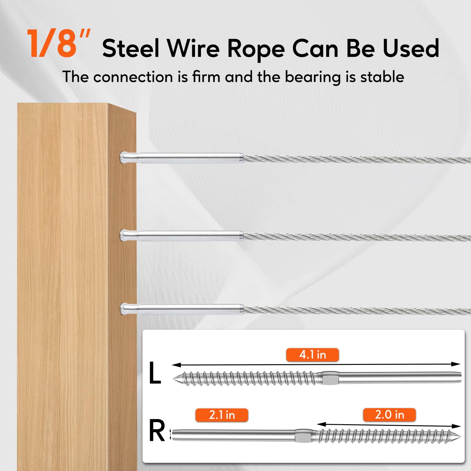 71OVtFcpS5L. SL1500 60Pack 1/8' Left & Right Handed Thread Swage Lag Screws, T316 Stainless Steel Hardware for Wood Post of Steel Cable Railing Kit, Stair Railing Hardware, DIY Deck Railings, Wrench Include Edu Expertise Hub Hardware & DIY