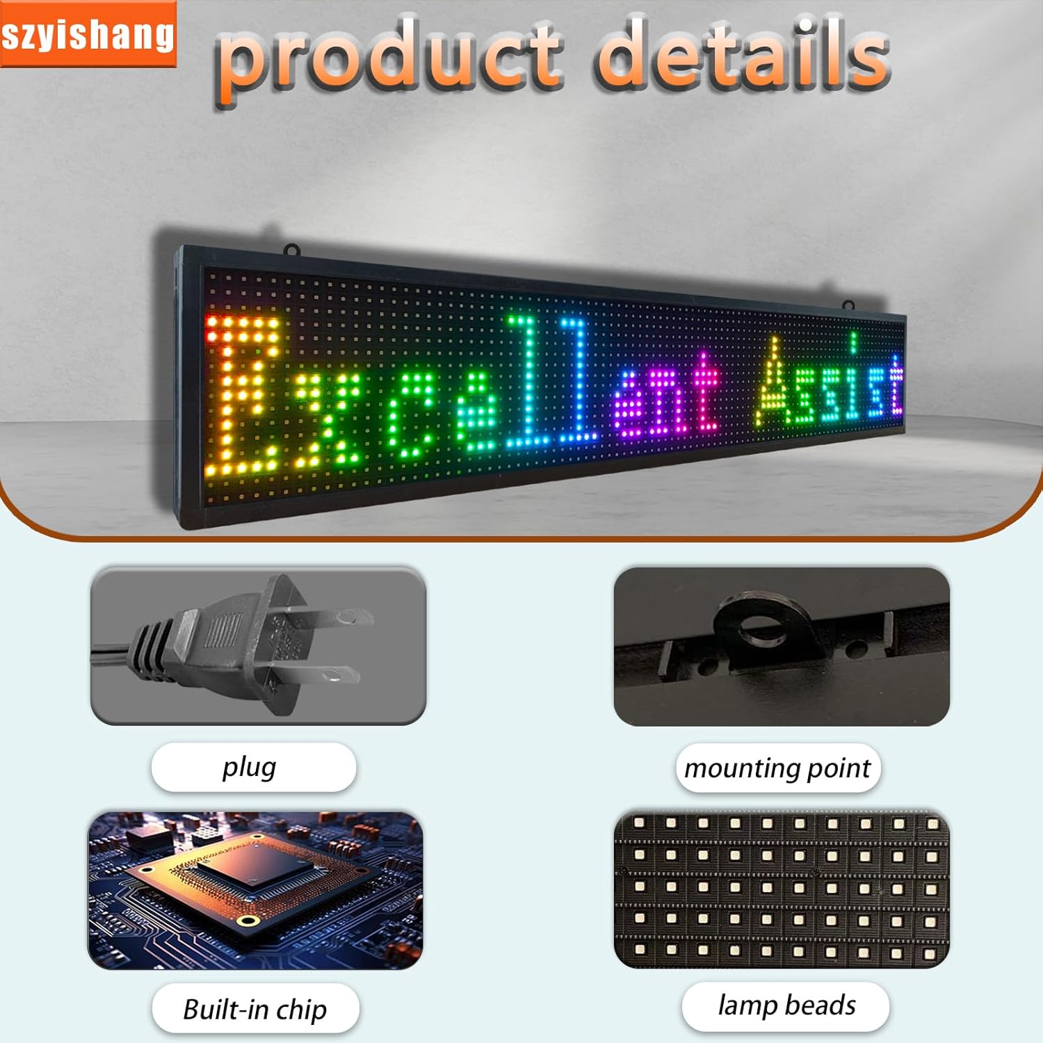 71Onp3E3S5L. AC SL1500 YS Outdoor P10 Programmable Led Sign（40"×8"）, LED Scrolling Message Board sign, RGB Full Color Advertising Display with SMD Technology for Business, APP + WiFi Control HD LED display sign Edu Expertise Hub Business Technology