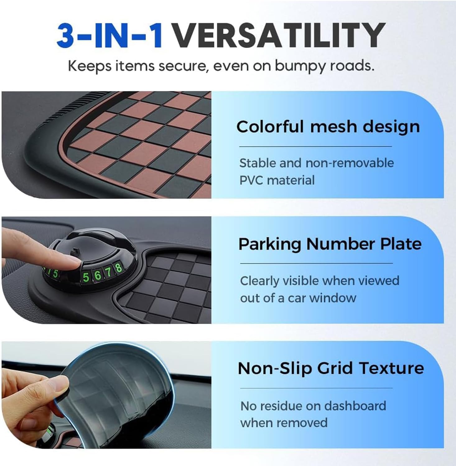 71dc3mlS1jL. AC SL1500 Multifunction Car Anti-Slip Mat Auto Phone Holder，Car Anti Slip Mat Phone Holder，Rotatable Anti Skid Car Dashboard Pad with Temporary Parking Numbe and Large Pad for Phones Sunglasses Keys Gadgets(A) Edu Expertise Hub Mobile phones
