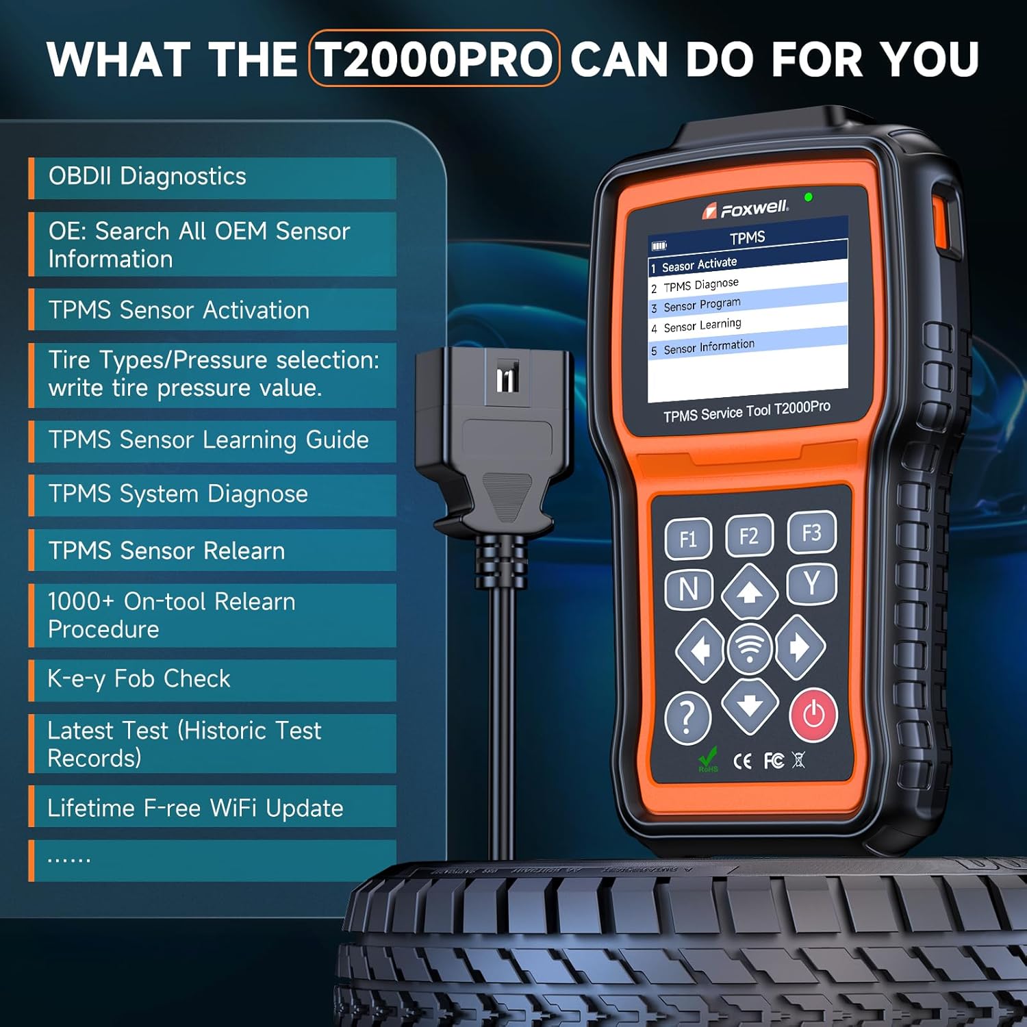 71f1T4tPjZL. AC SL1500 FOXWELL T2000 Pro TPMS Programming Tool, 2025 TPMS Relearn Tool, Activate/Relearn TPMS Sensors, TPMS Reset & Diagnostics, Tire Sensor Programmer Only Program T10 Sensors (315/433MHz) Edu Expertise Hub Programming