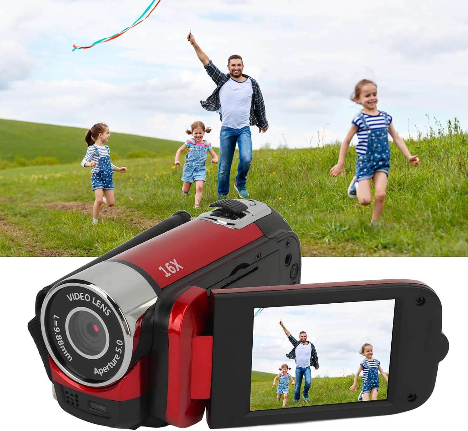 71gx7sVbj L. AC SL1500 Digital Video Camera, 1080P 16MP Digital Video Camera with 2.4inch Rotatable Screen, 16X Zoom Video Recorder Camcorder with Fill Light for Vlogging Traveling Recording (Red) Edu Expertise Hub Digital Audio Video & Photography