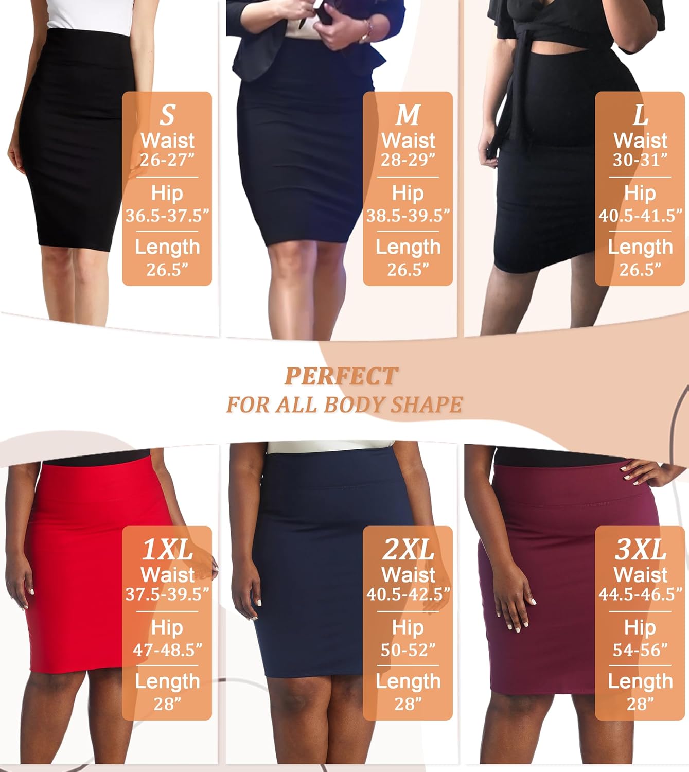 71x34Q mXvL. AC SL1500 Hybrid & Company Women's Premium Nylon Ponte Stretch High Waist Pencil Suit Skirt Below Knee Edu Expertise Hub Women & Business