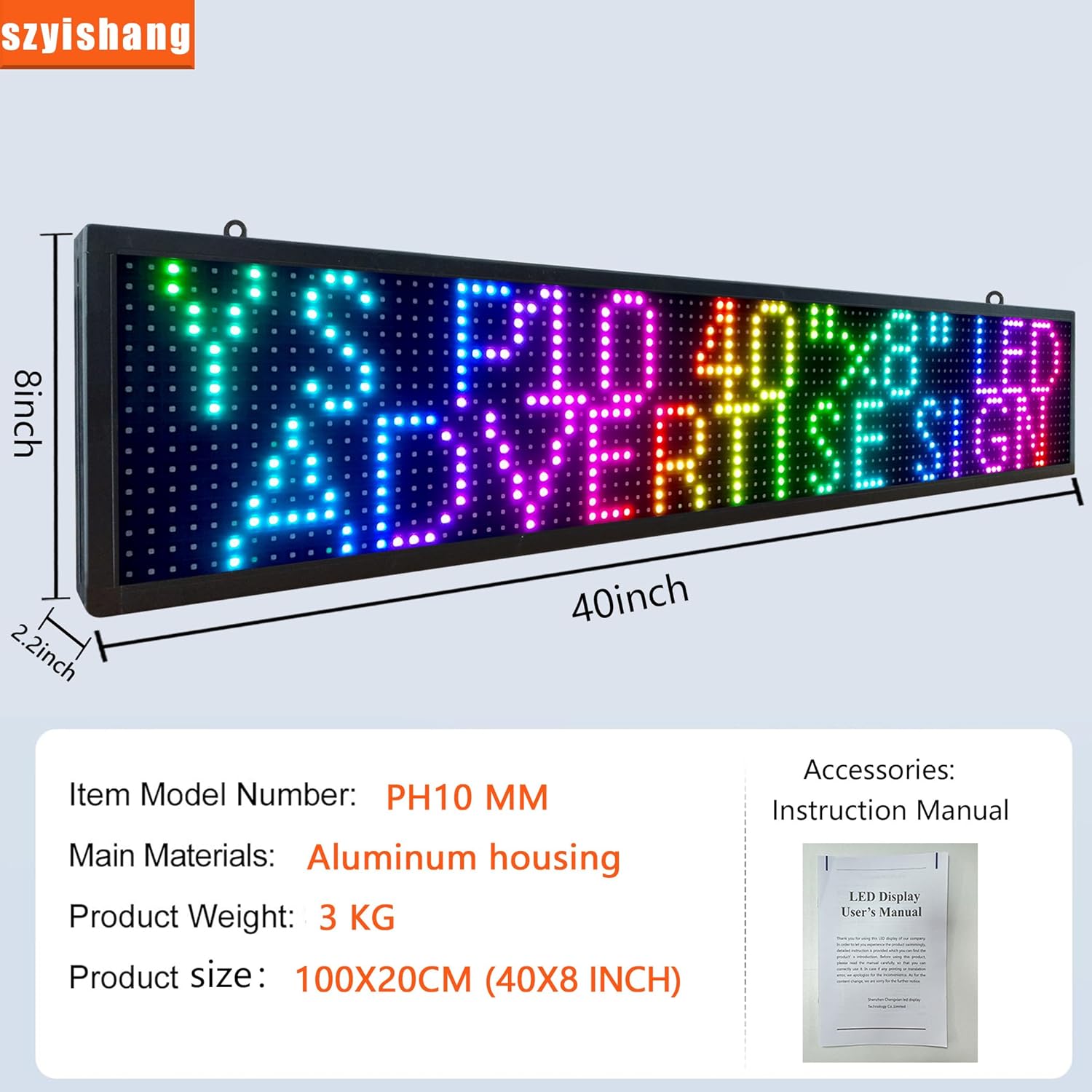 81IfY eYLfL. AC SL1500 YS Outdoor P10 Programmable Led Sign（40"×8"）, LED Scrolling Message Board sign, RGB Full Color Advertising Display with SMD Technology for Business, APP + WiFi Control HD LED display sign Edu Expertise Hub Business Technology