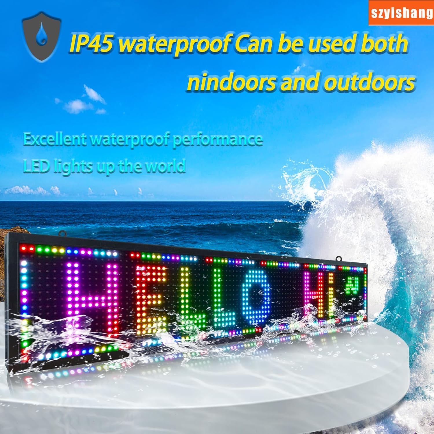81tkq3jHVHL. AC SL1500 YS Outdoor P10 Programmable Led Sign（40"×8"）, LED Scrolling Message Board sign, RGB Full Color Advertising Display with SMD Technology for Business, APP + WiFi Control HD LED display sign Edu Expertise Hub Business Technology
