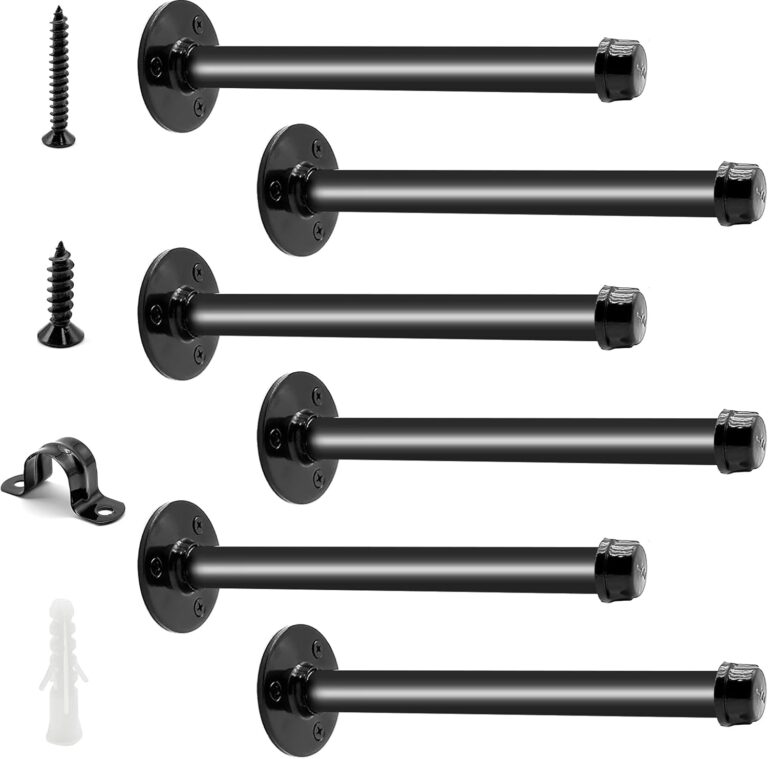 1754050388 61L6ogoECtL. AC SL1500 6 Pack Pipe Shelf Brackets 8 Inch, Industrial Iron Pipe Floating Shelves Bracket Heavy Duty Metal Shelving Brackets for DIY Shelves Edu Expertise Hub Hardware & DIY