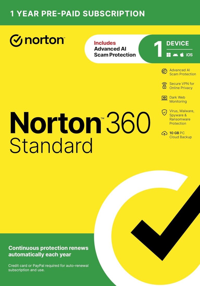 1754338935 71 8cO2CmKL. AC SL1500 Norton 360 Standard, Antivirus software for 1 Device with Auto-Renewal – Includes Advanced AI Scam Protection, VPN, Dark Web Monitoring & PC Cloud Backup [Key Card] Edu Expertise Hub Software