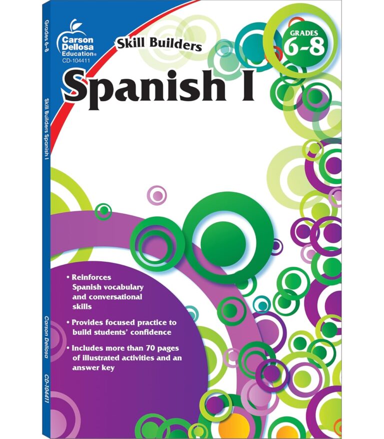 1754555442 81C r9TWE0L. SL1500 Carson Dellosa Skill Builders Spanish I Workbook—Grades 6-8 Reproducible Spanish Workbook With Spanish Vocabulary, Common Words and Phrases for Conversational Skills (80 pgs) Edu Expertise Hub Skills