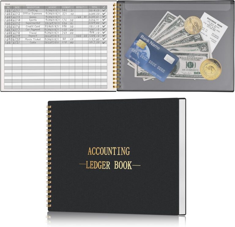 1754735985 81SJHLTqJGL. AC SL1500 HAUTOCO Accounting Ledger Book for Small Business Bookkeeping Home Budget Tracking with 2 Storage Pouch, Accounting Log Journal Personal Money Ledger Expense Tracking Notebook 10.1 x 7.8'', Black Edu Expertise Hub Accounting