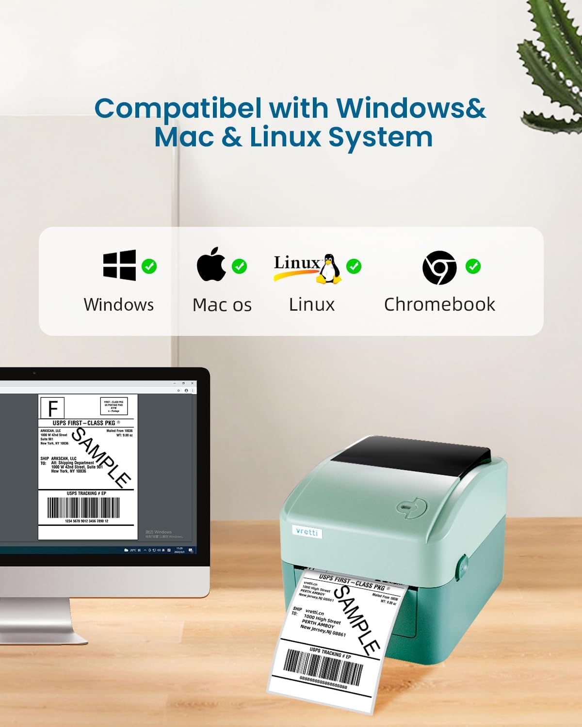 61t6+cJC+gL. AC SL1500 vretti Bluetooth Thermal Shipping Label Printer Wireless 4x6 Label Printer, 420B Compatible with Ebay, Amazon, Shopify, Etsy, USPS，Android, iPhone Edu Expertise Hub eBay