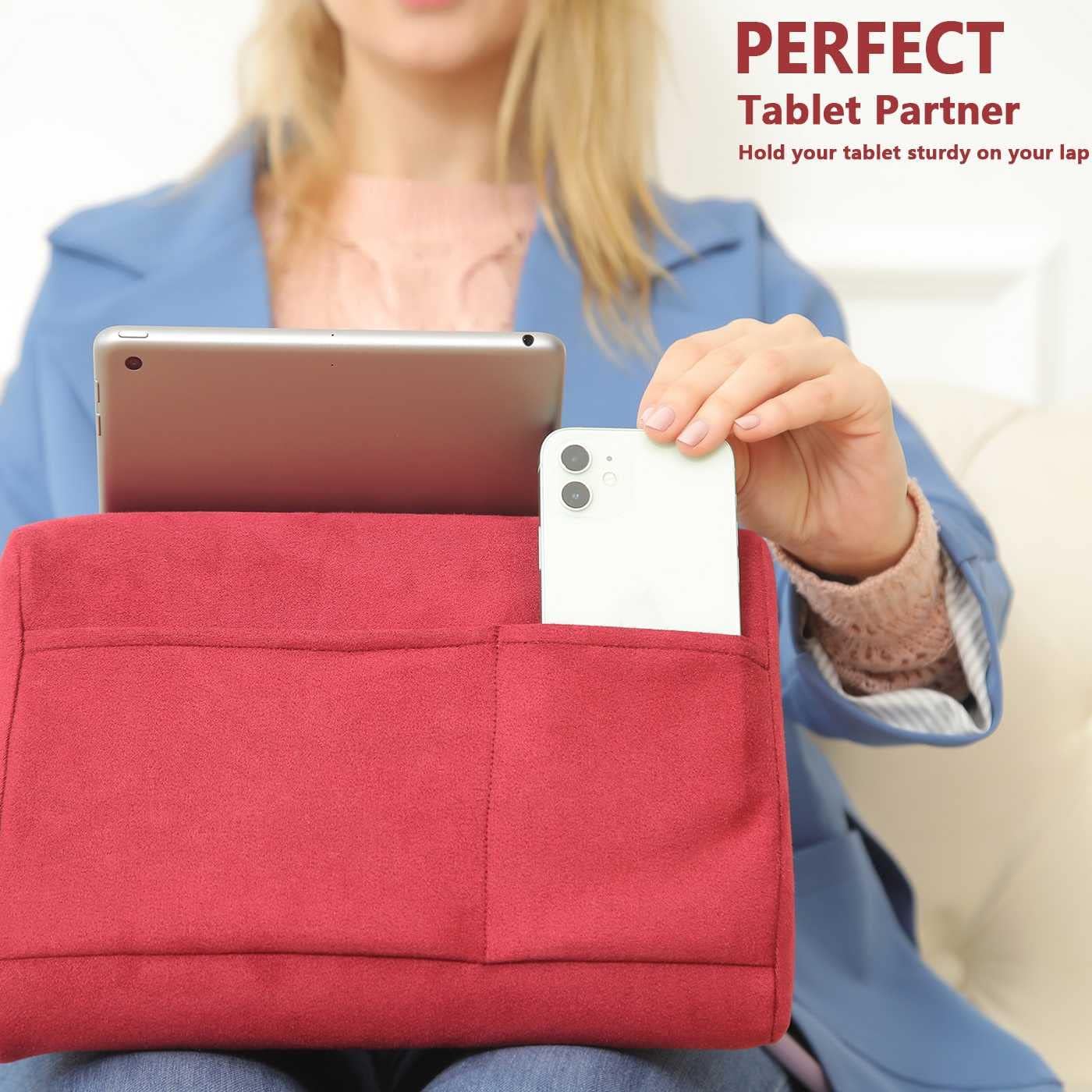 71Io8sJW+yL. AC SL1400 Macl Tablet Pillow Stand, Multi-Angle Adjustable Viewing, Soft Padded Tablet Holder for Lap, Bed, Desk, Compatible with All Tablets, E-Readers, and Smartphones Edu Expertise Hub Tablets & E-Readers