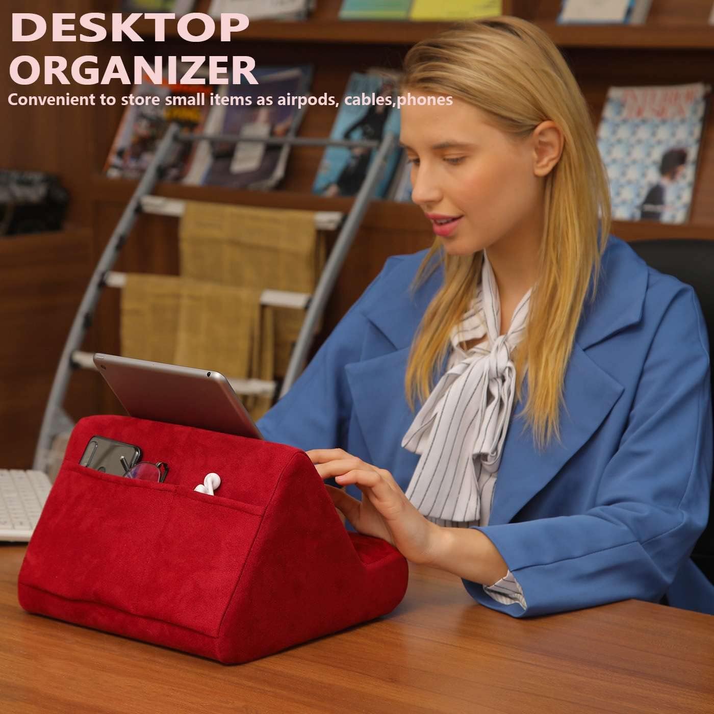 71LKlWeU1sL. AC SL1400 Macl Tablet Pillow Stand, Multi-Angle Adjustable Viewing, Soft Padded Tablet Holder for Lap, Bed, Desk, Compatible with All Tablets, E-Readers, and Smartphones Edu Expertise Hub Tablets & E-Readers