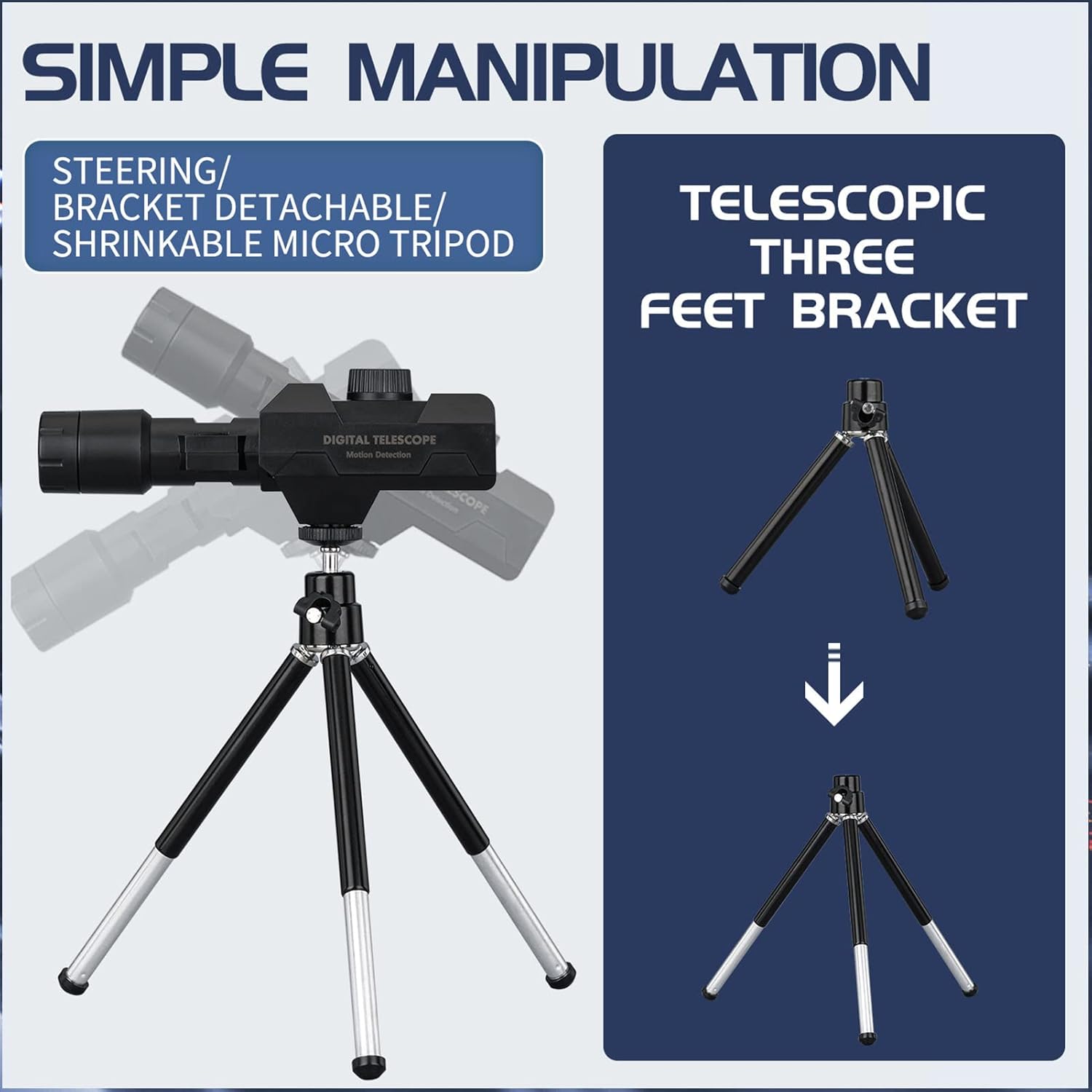 71YIV06ynHL. AC SL1500 Portable Telescope with 70X Zoom, 1920x1080 Monocular Camera, Warning Sound, Remote Video Photography for Bird Watching Edu Expertise Hub Digital Audio Video & Photography