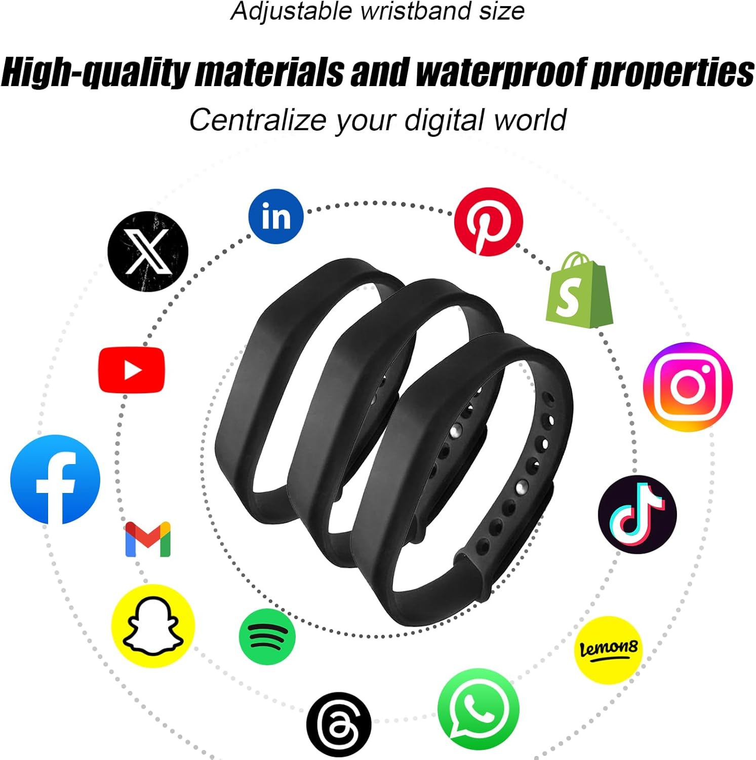 71ZQKRKsW8L. AC SL1500 Digital Business Card Wristband- Smart NFC Networking Card for Social Media Sharing & Instant Contact - Tap to Share NFC - iPhone & Android Edu Expertise Hub Social Media for Business