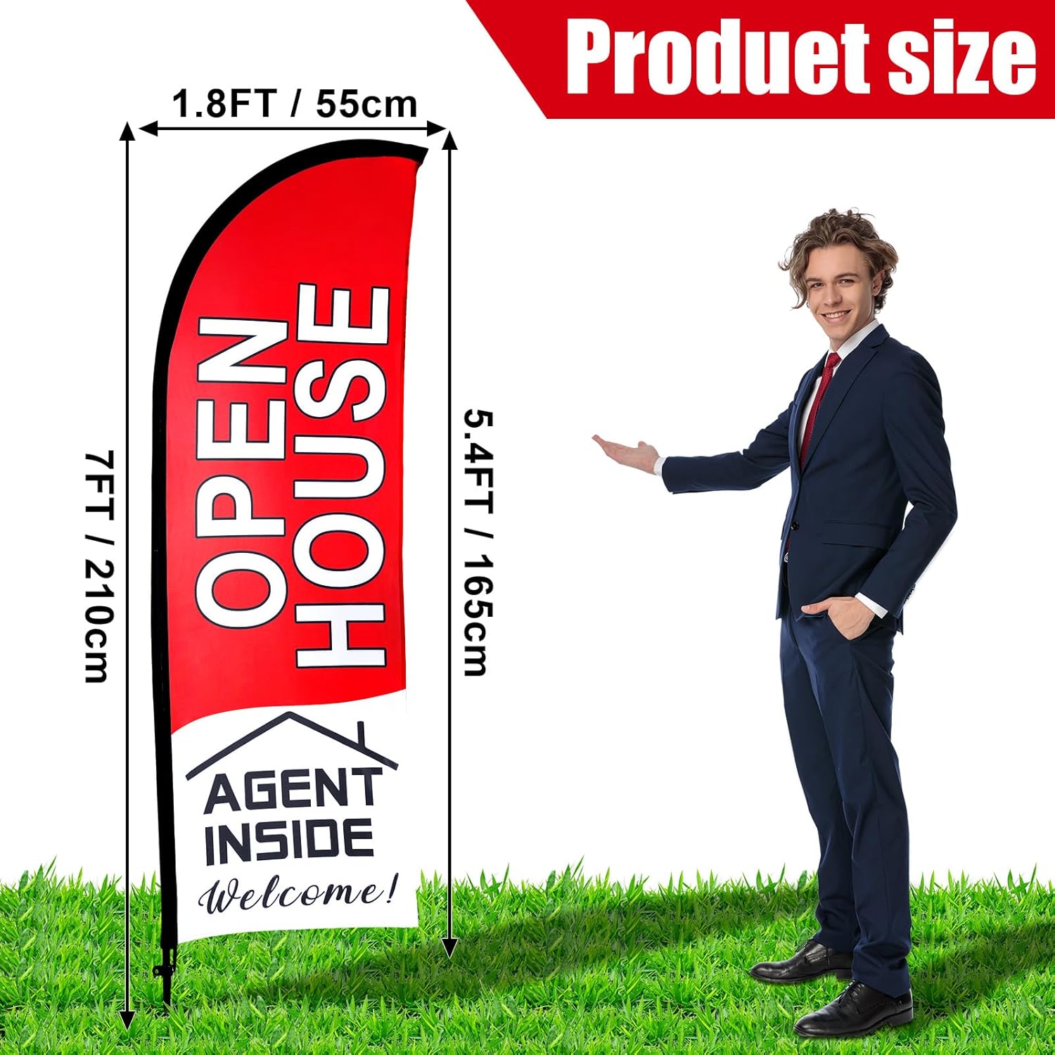 Buryeah 4 Pack Open House Flags Signs for Real Estate Agents 7x5.4 Ft Feather Flag Sign with Flagpole Ground Stake Portable Bag Real Estate Flags Opening Signs Banner Set for Business (Red) Edu Expertise Hub Real Estate